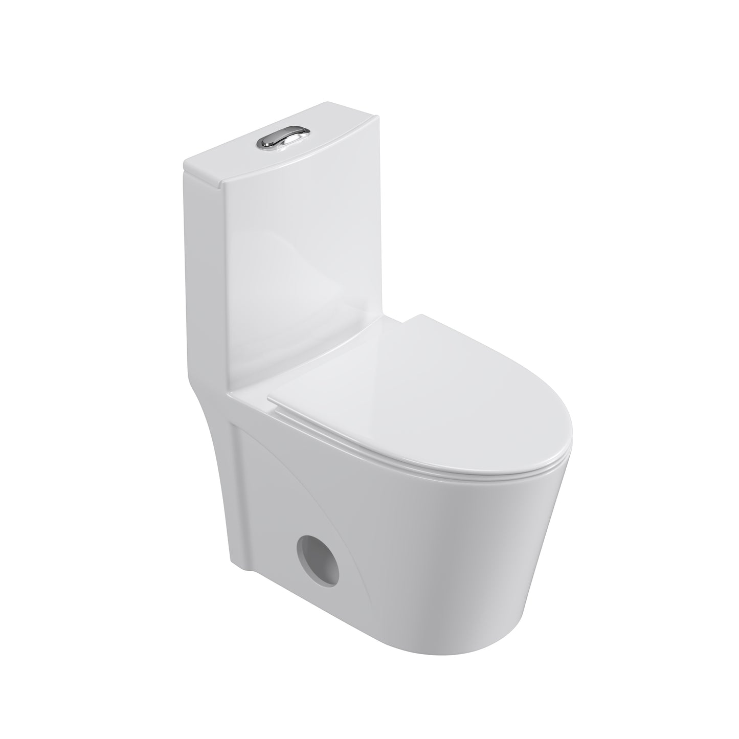 Dual Flush Elongated Standard One Piece Toilet with Comfortable Seat Height, Soft Close Seat Cover, High-Efficiency Supply, and White Finish Toilet Bowl (White Toilet)