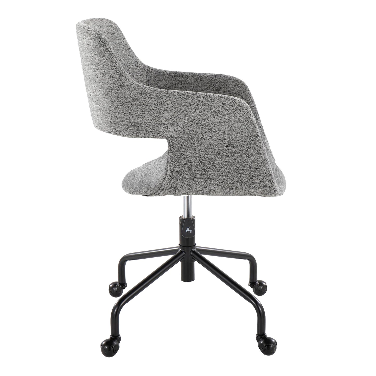 Margarite Contemporary Adjustable Office Chair in Black Metal and Grey Fabric by LumiSource