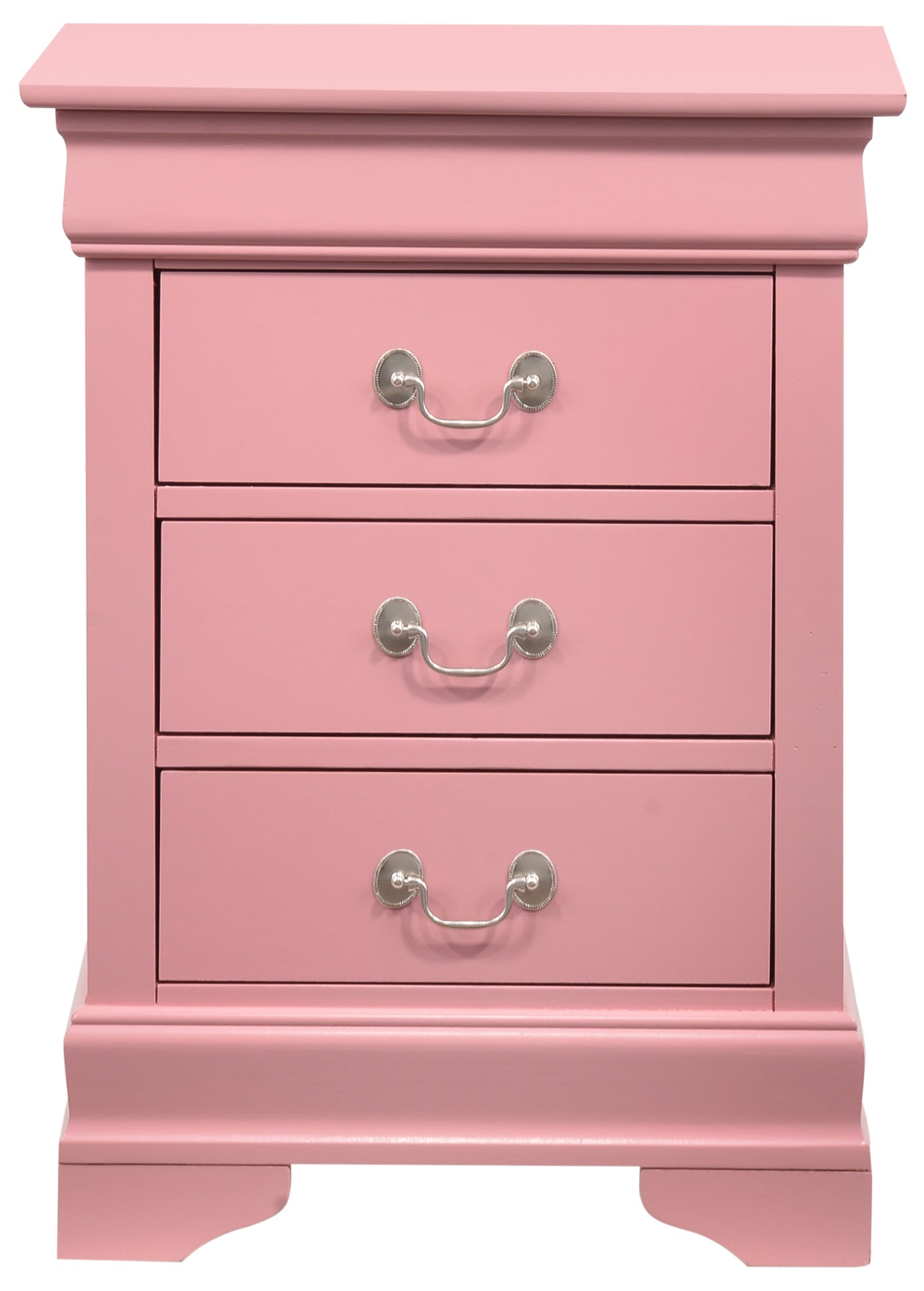 Louis Phillipe G3104-3N 3 Drawer Nightstand , Pink