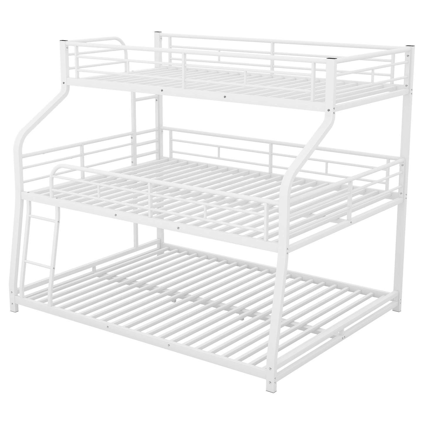 White Triple Bunk Bed with Twin XL/Full XL/Queen Sizes for Family-Friendly Spaces