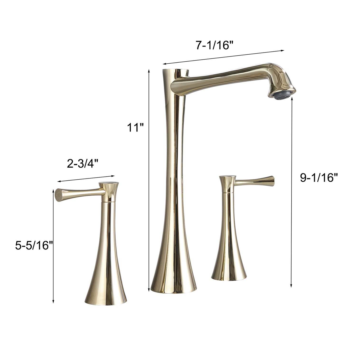 Elegant Gold Widespread Bathroom Faucet with 2 Handles and Drain Assembly