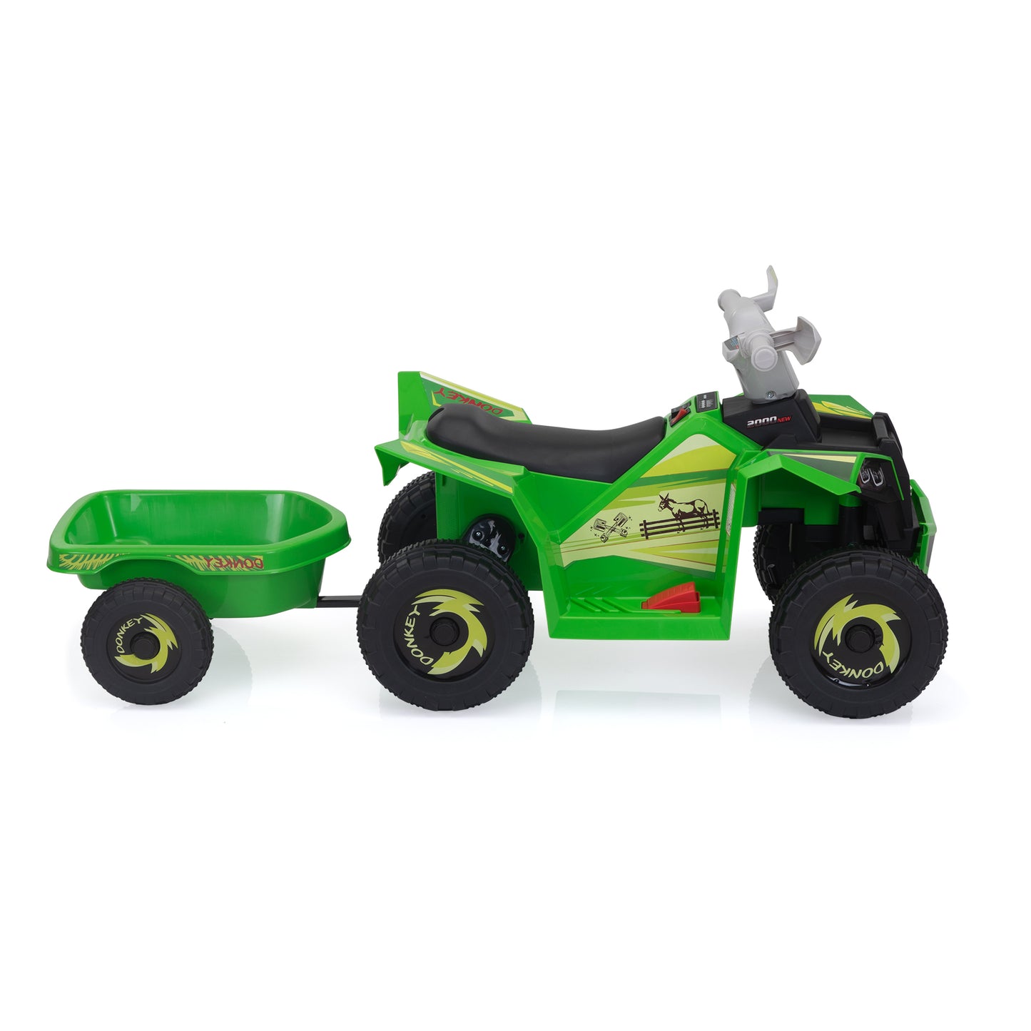 6V Kids Electric ATV, Toddler Ride on Car with Trailer, Music, Bluetooth and Power Display for Boys and Girls, Green