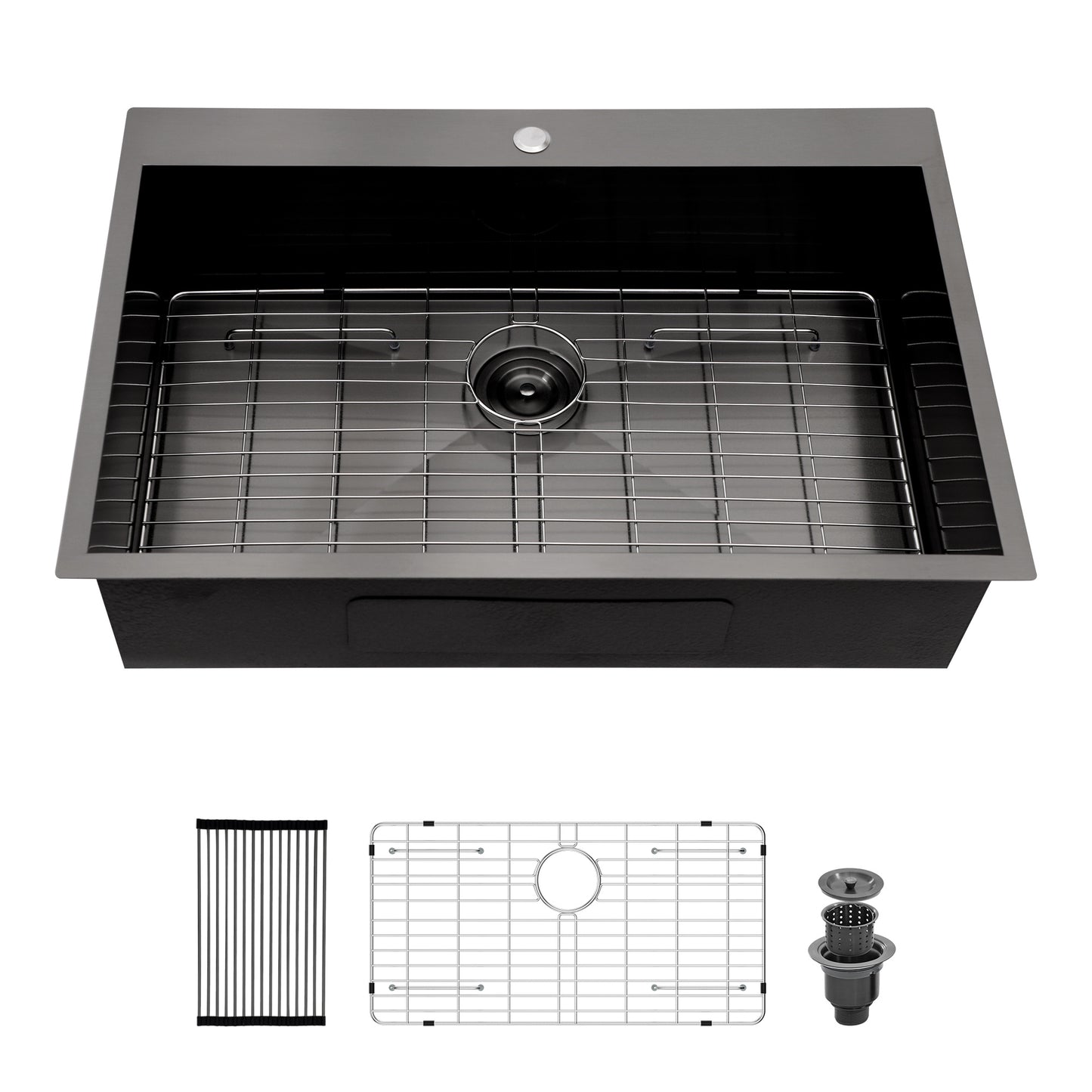 Gunmetal Black Stainless Steel Drop-In Single Bowl Kitchen Sink