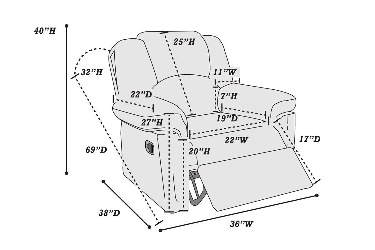 Brown Bonded Leather Recliner Chair with Metal Reclining Mechanism