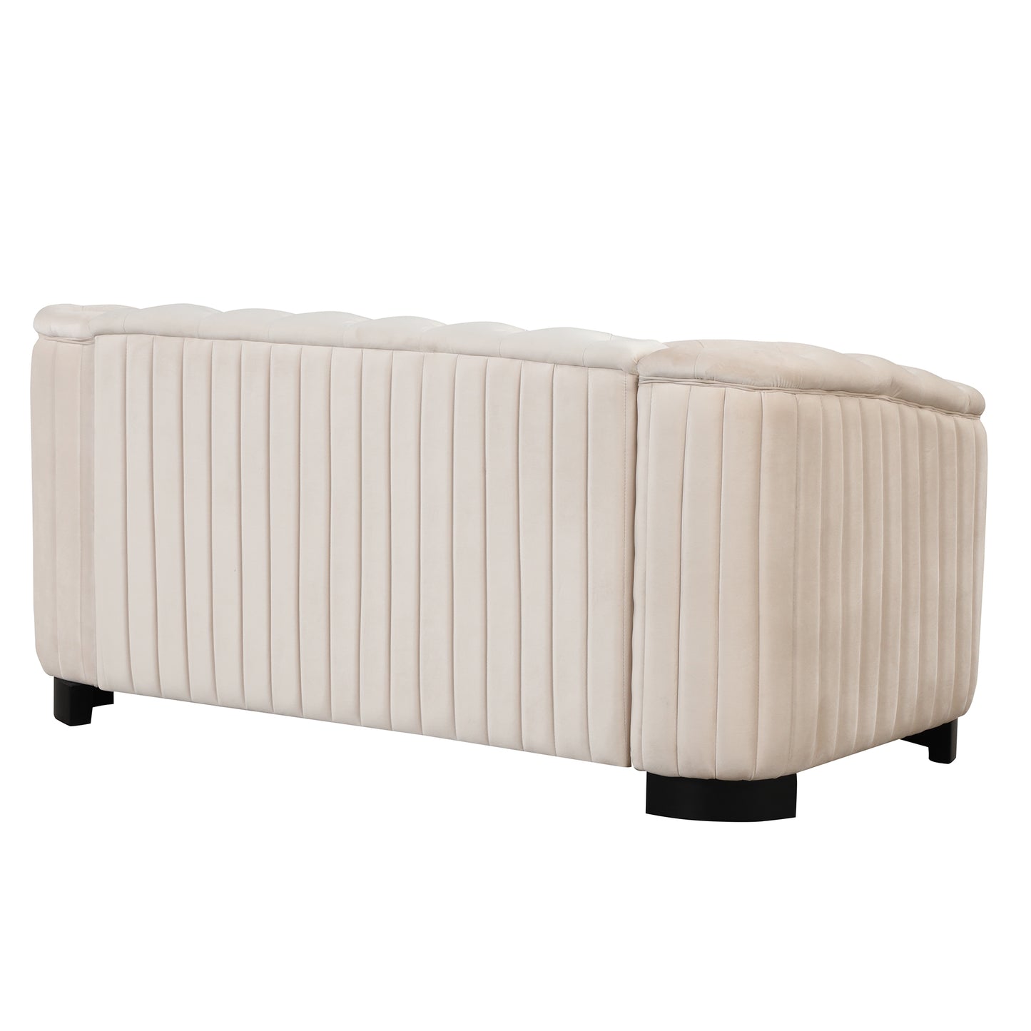 Elegant Beige Velvet Upholstered 2-Person Loveseat Sofa