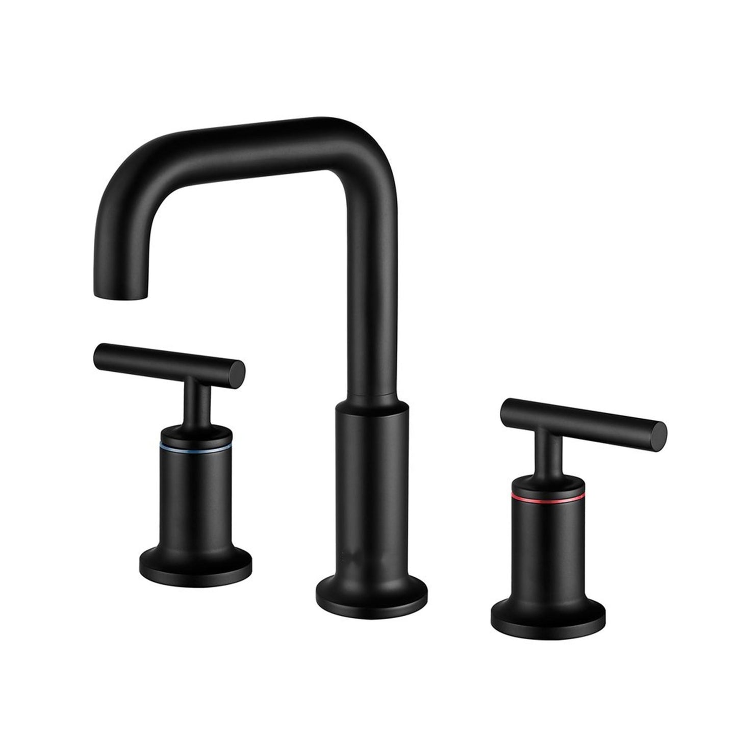 Modern Matte Black Widespread Bathroom Sink Faucet with CUPC Water Supply Hose and Cartridge