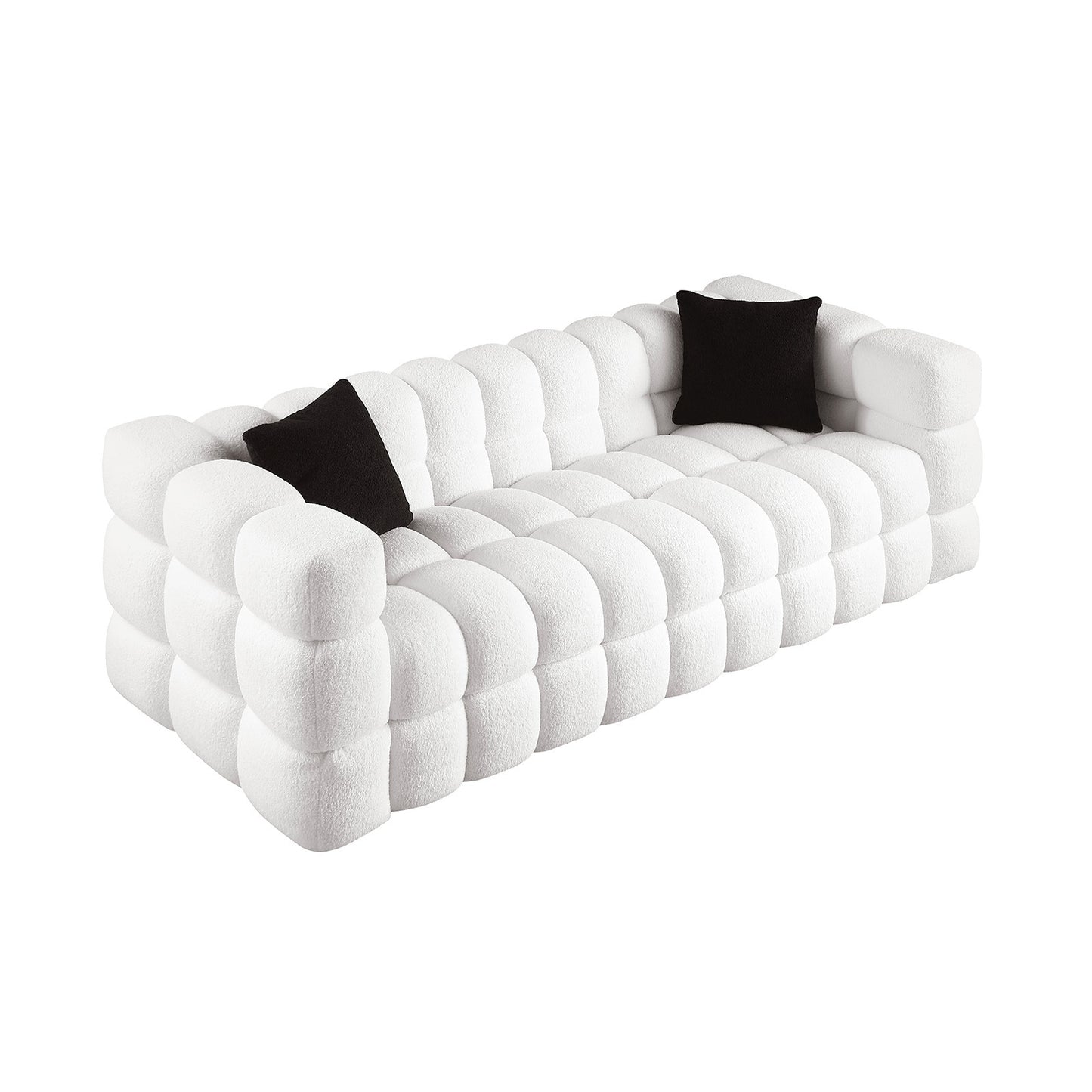 84.3 3-Seater White Boucle Marshmallow Sofa for Ultimate Comfort