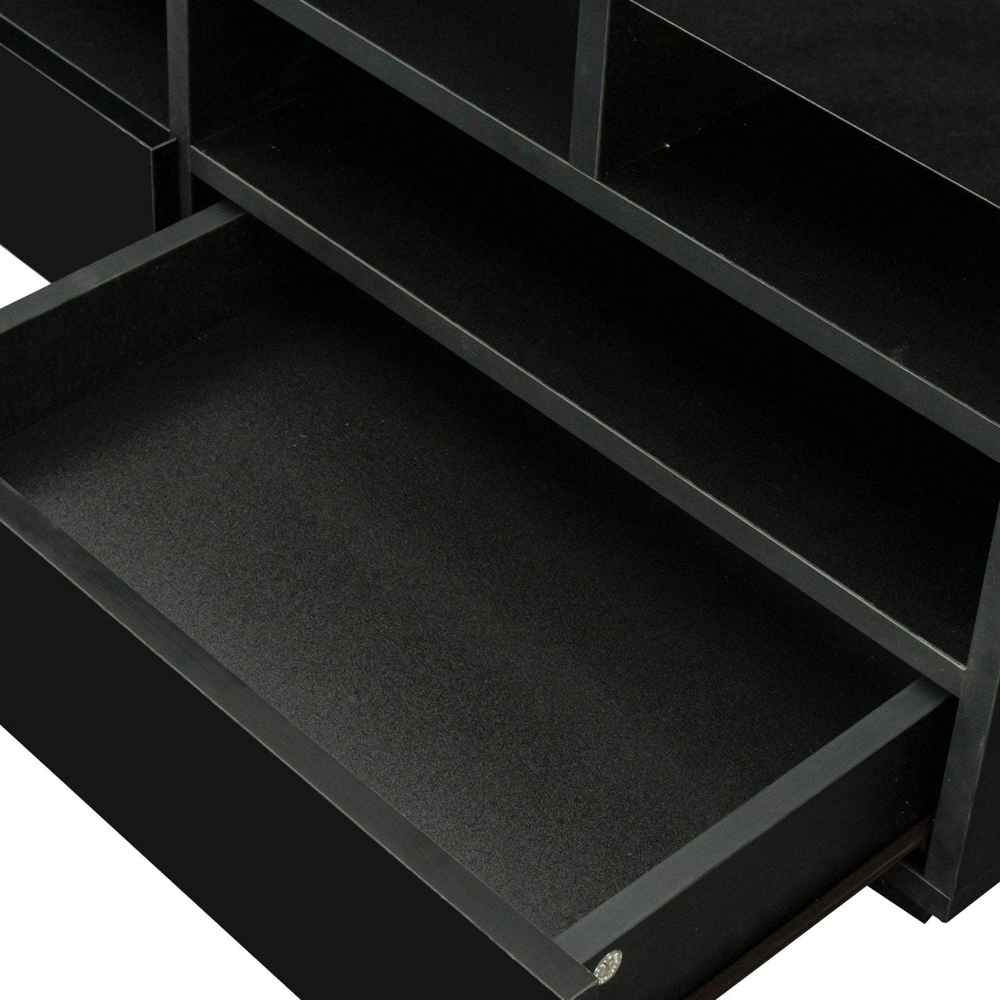 Modern Black TV Stand Cabinet with RGB LED Lights and Storage