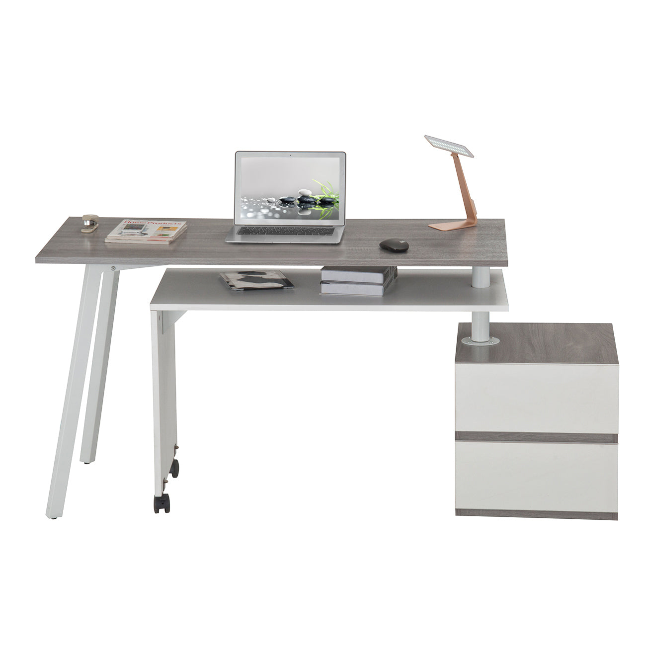 Rotating Grey Workspace Desk by Techni Mobili