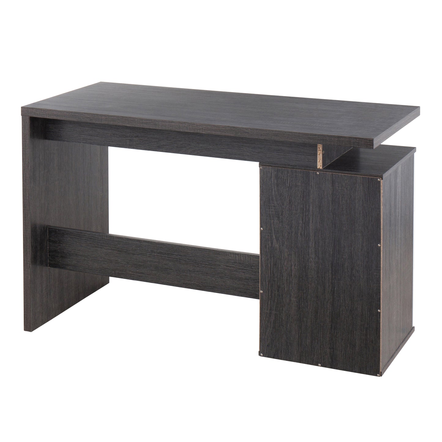 LumiSource Quinn Modern Charcoal Wood Desk with White Drawers