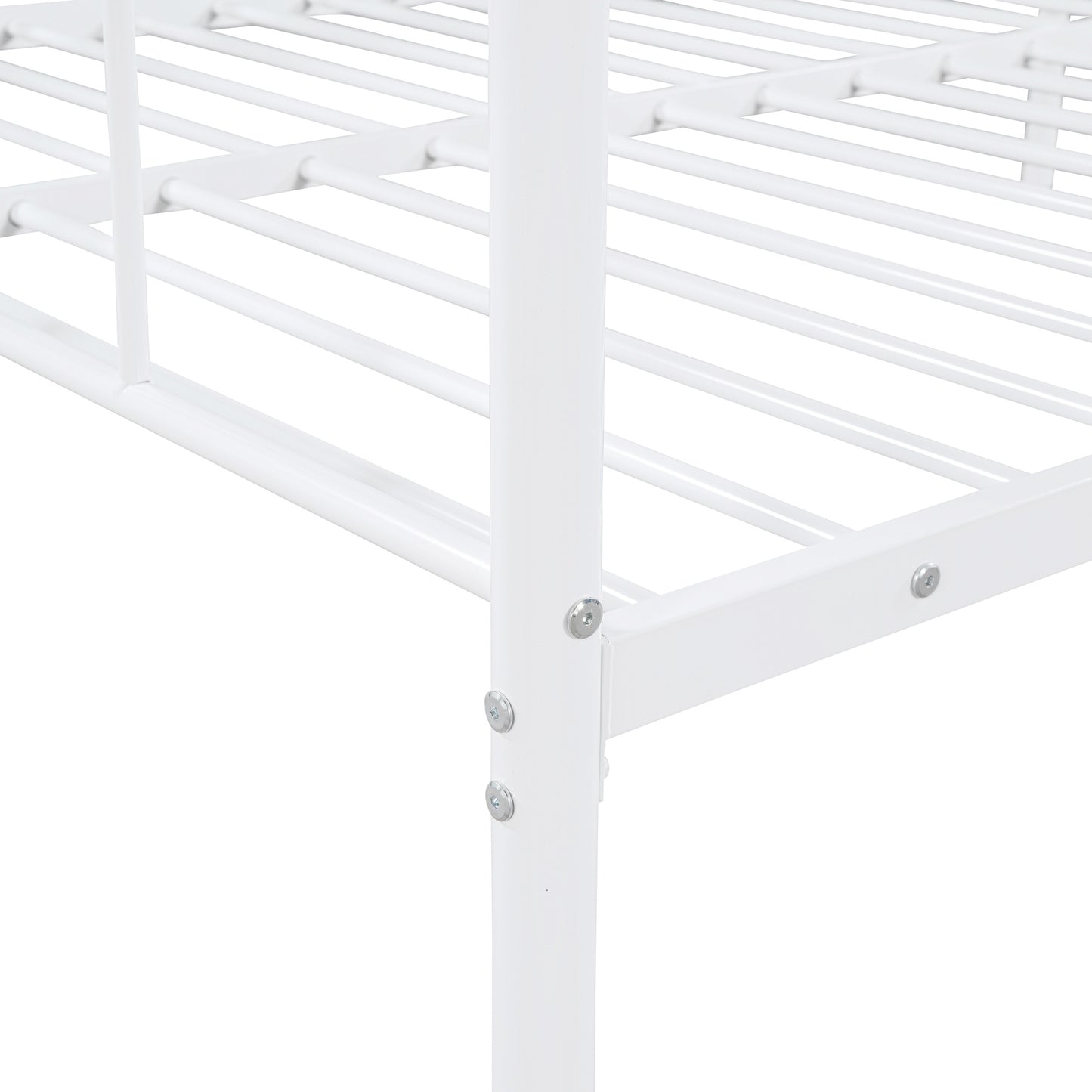 Full Size Metal Daybed with Twin Size Adjustable Trundle, Portable Folding Trundle, White