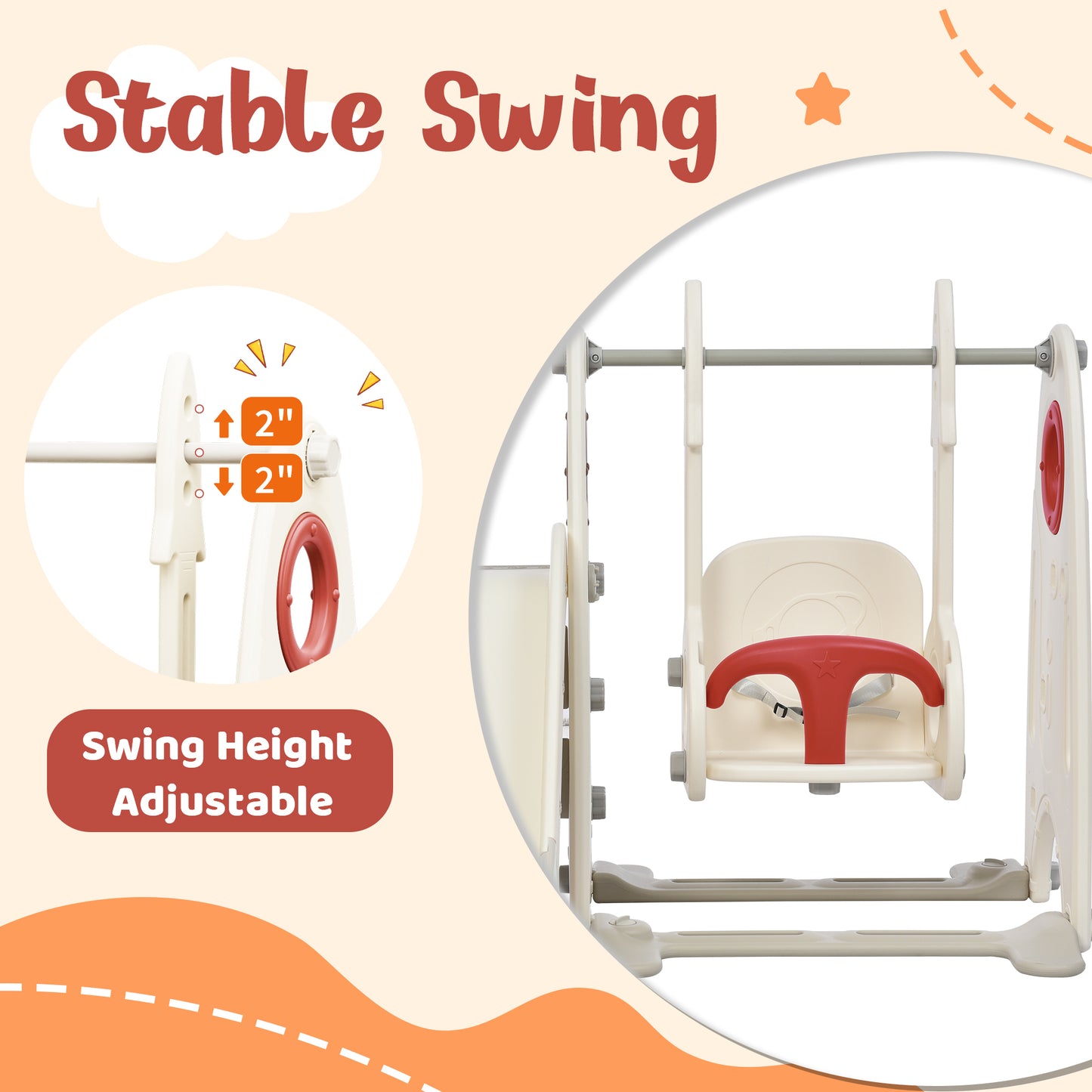 4 in 1 Toddler Slide and Swing Set with Basketball Hoop