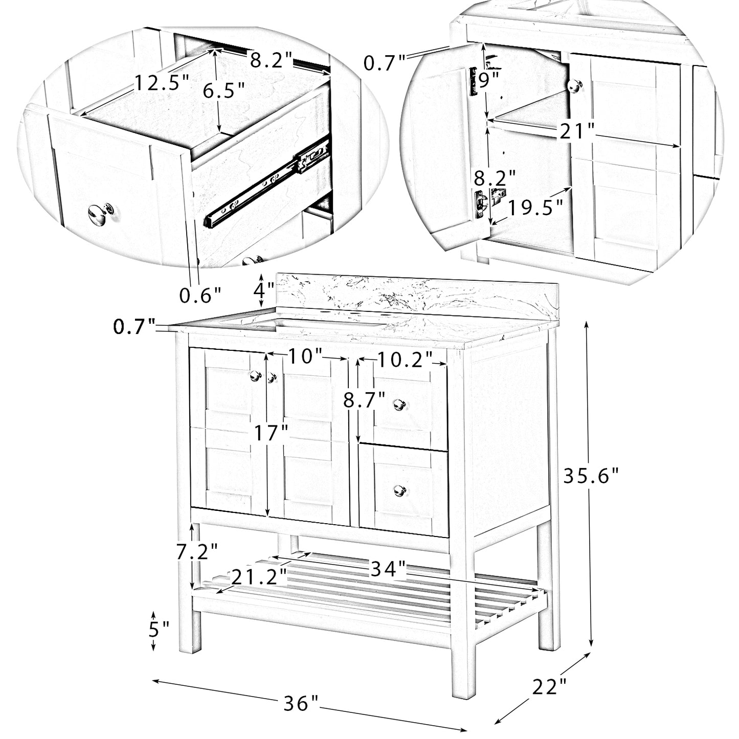 Manue 36" Single Bathroom Vanity Set-GREY