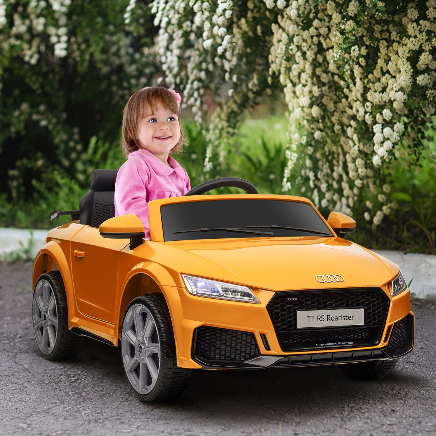 Aosom 6V Kids Electric Ride On Car, Licensed Audi TT RS with Suspension System and Remote Control, Horn, 5 Songs, Lights, MP3 Player - Yellow