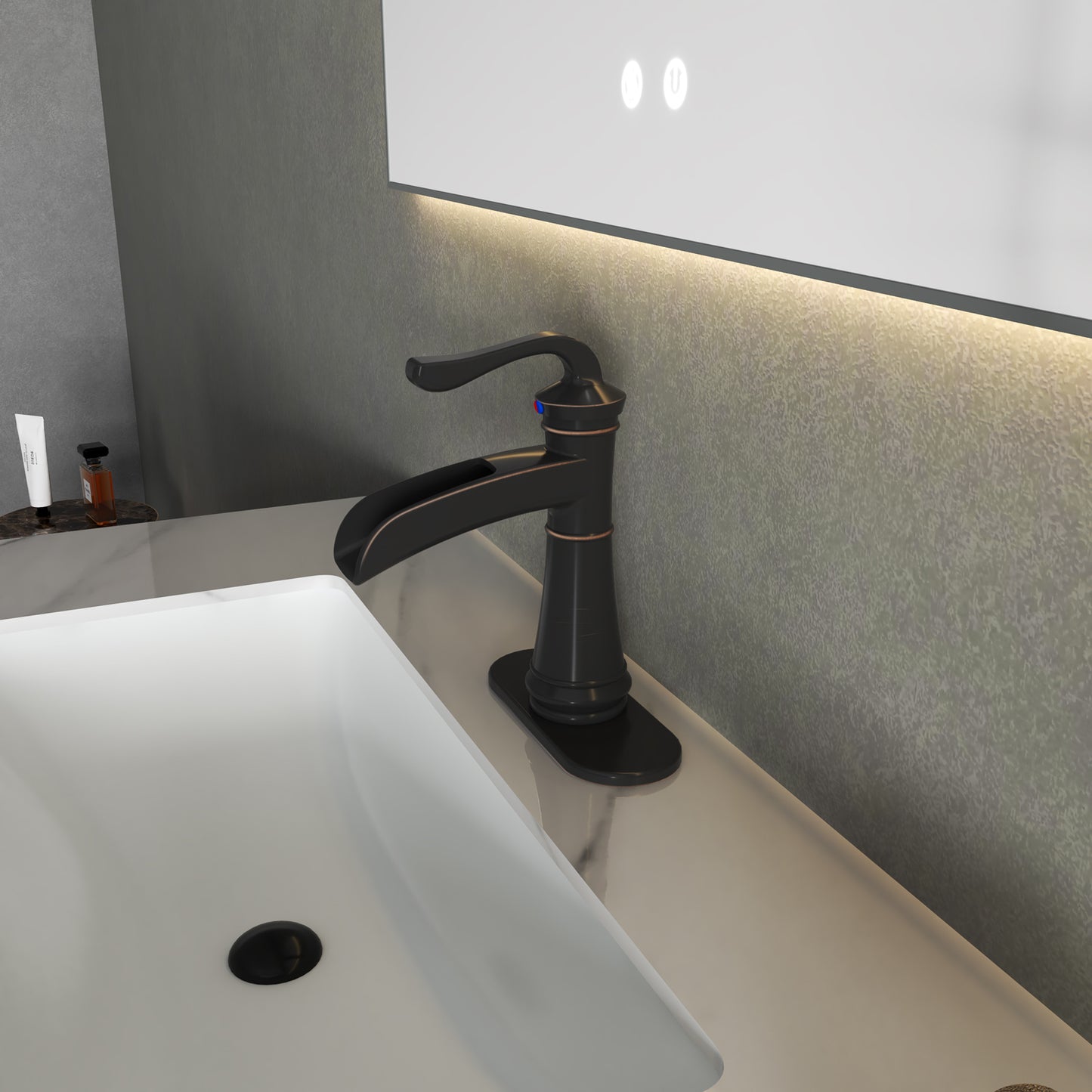 Elegant Waterfall Bathroom Faucet with Bronze Finish