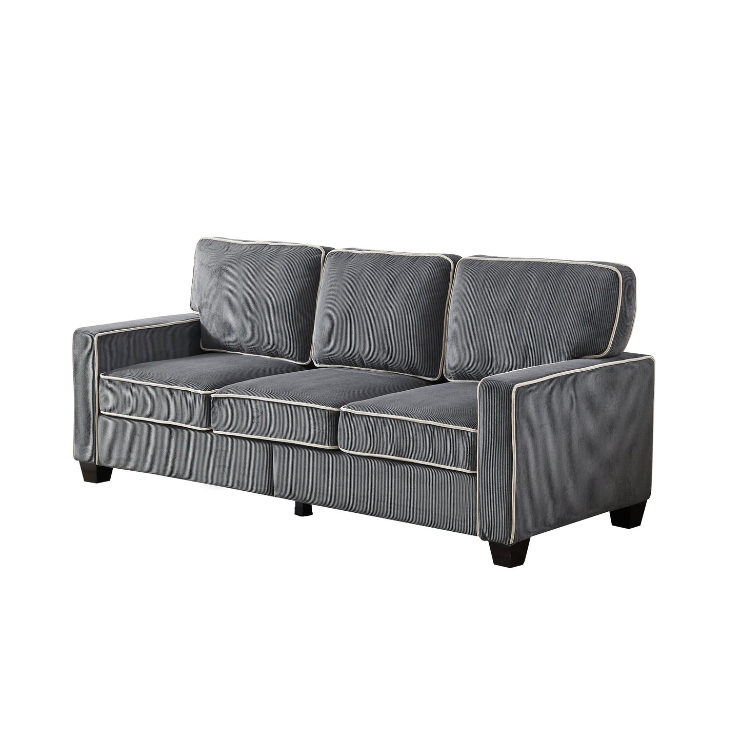 Living Room Sofa with Storage Dark Grey Corduroy