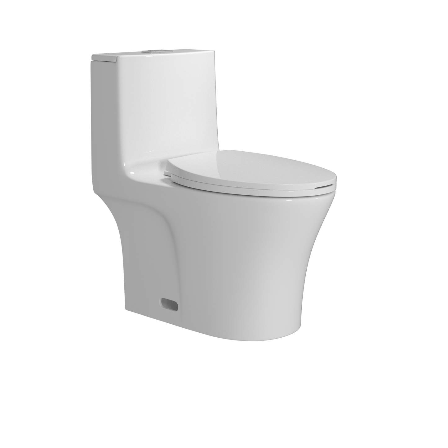 Dual Flush Elongated Standard One Piece Toilet with Comfortable Seat Height, Soft Close Seat Cover, High-Efficiency Supply, and White Finish Toilet Bowl (White Toilet)