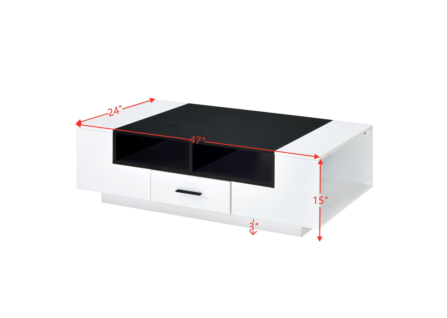 Armour White and Black Coffee Table with Storage