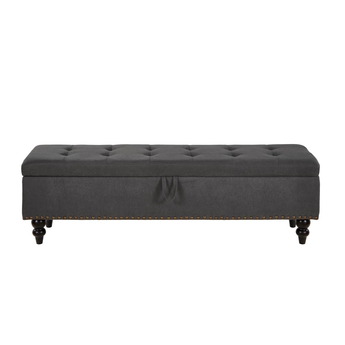 59" Bed Bench with Storage Grey Fabric