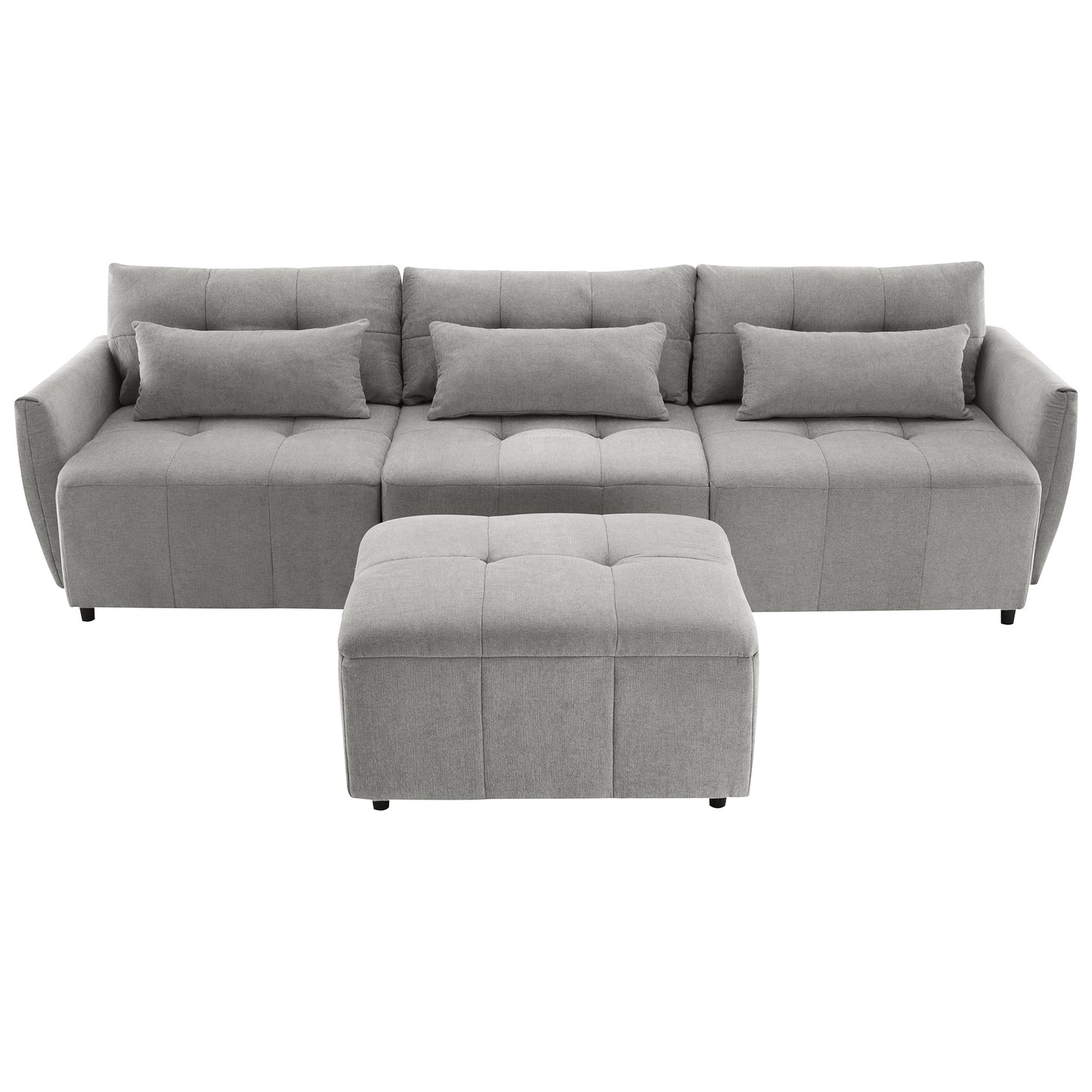 Convertible L-Shaped Sectional Sofa with Movable Ottoman and USB Ports