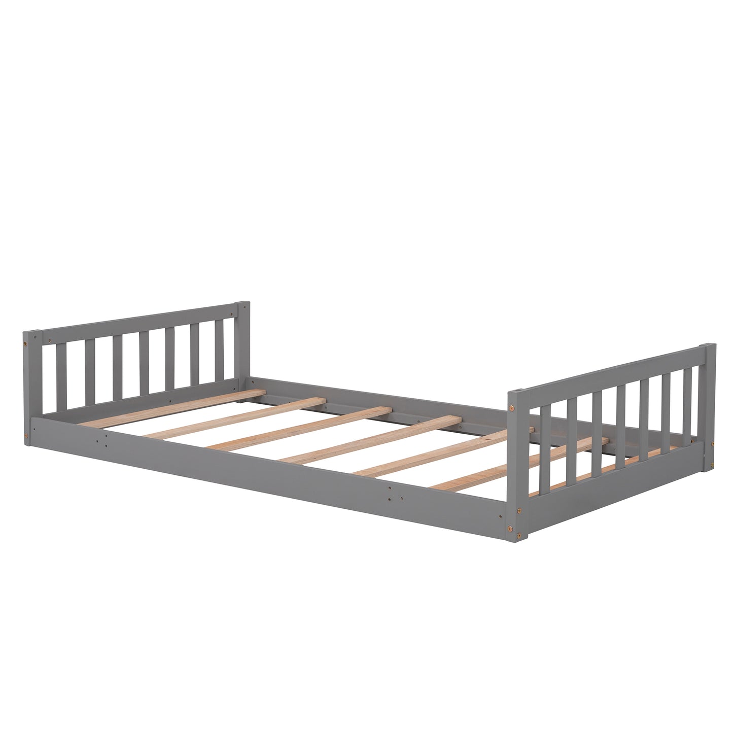 Triple Bed with Ladder, Slide, and Guardrails in Gray