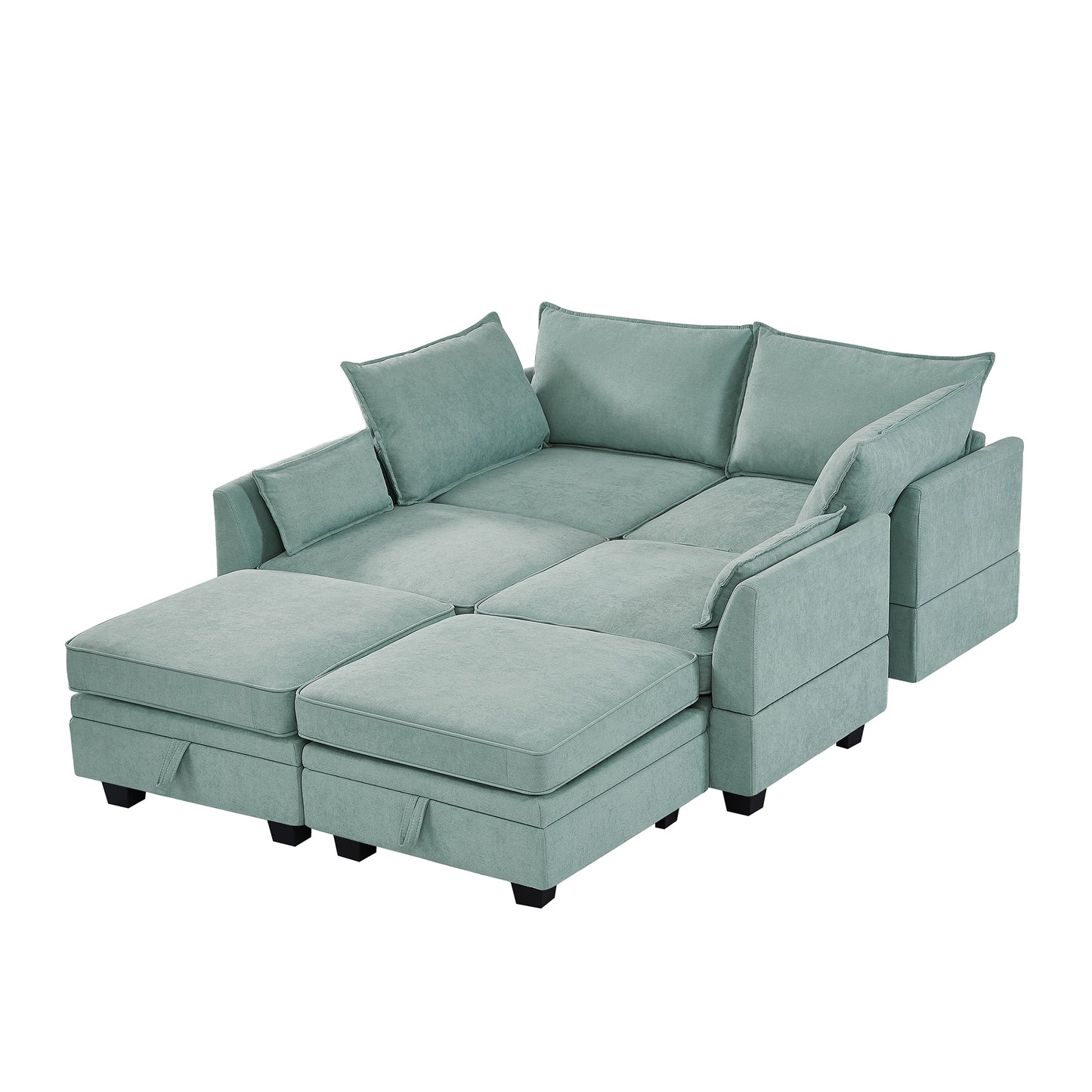 U_Style Modern Large U-Shape Modular Sectional Sofa,  Convertible Sofa Bed with Reversible Chaise for Living Room, Storage Seat