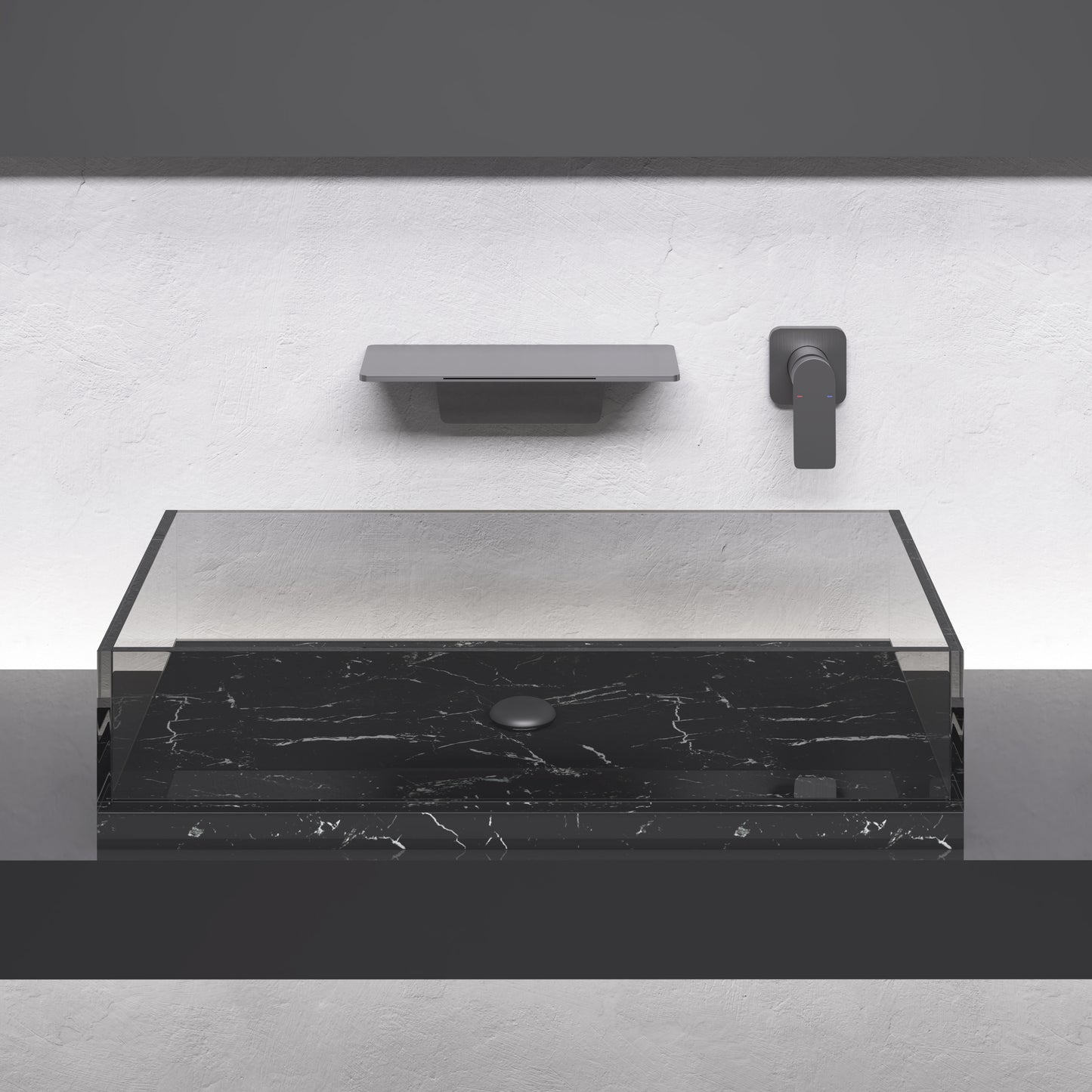 Gunmetal Waterfall Bathroom Sink Faucet