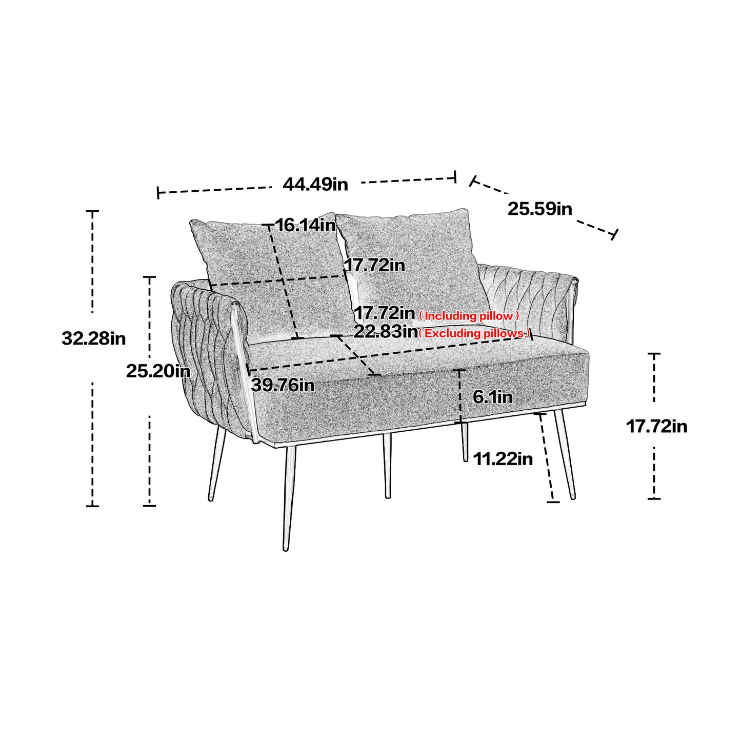 Velvet Accent Sofa Modern Upholstered Arm sofa Tufted Sofa with Metal Frame, Single Leisure sofa for Living Room Bedroom