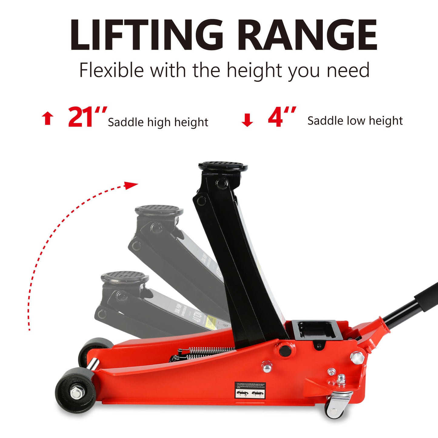 Heavy-Duty 4 Ton Low Profile Racing Floor Jack With Quick Dual Piston Pump