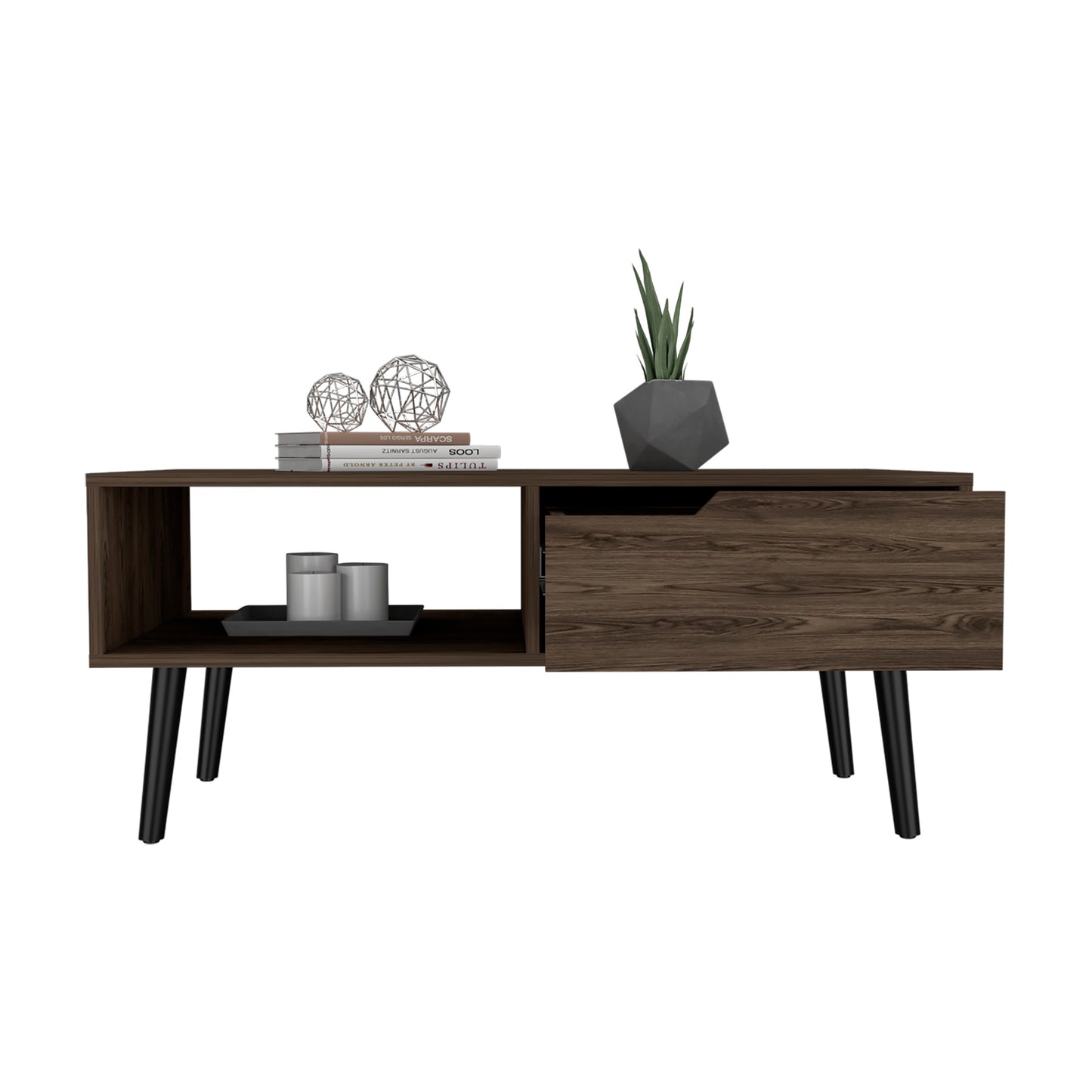 Sophisticated Dark Walnut Coffee Table - Elegant Design, Sturdy Build