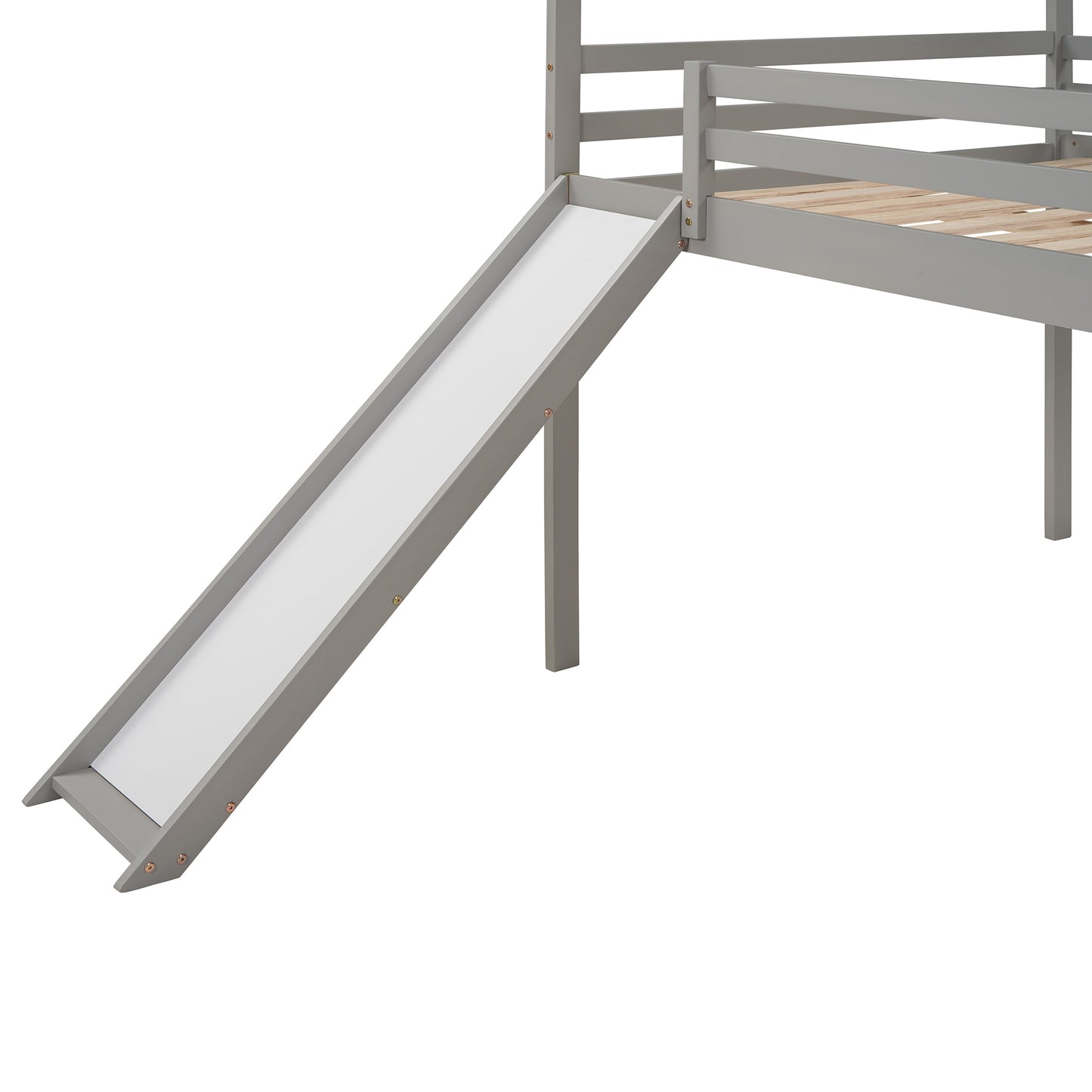 Full Size Loft Bed with Slide, House Bed with Slide,Gray( :WF281161AAE)