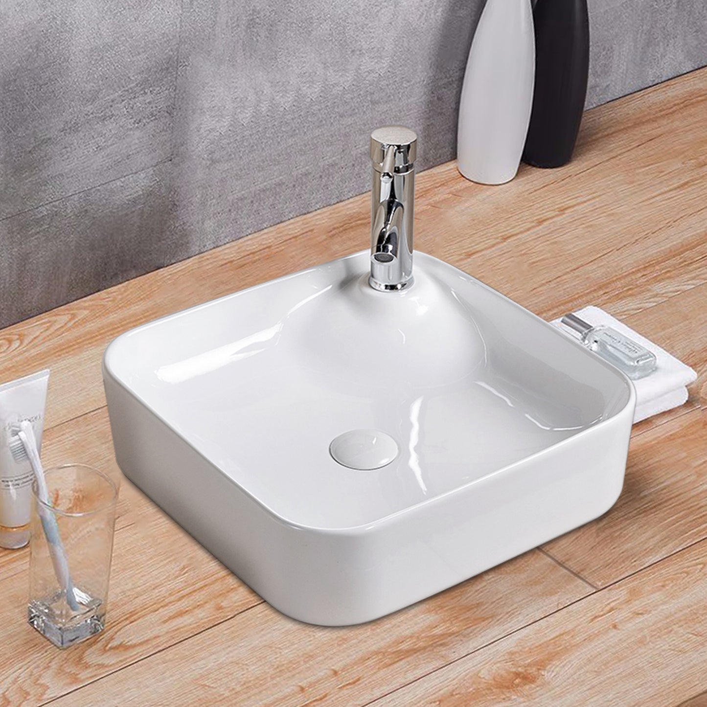 Vessel Bathroom Sink Basin in White Ceramic