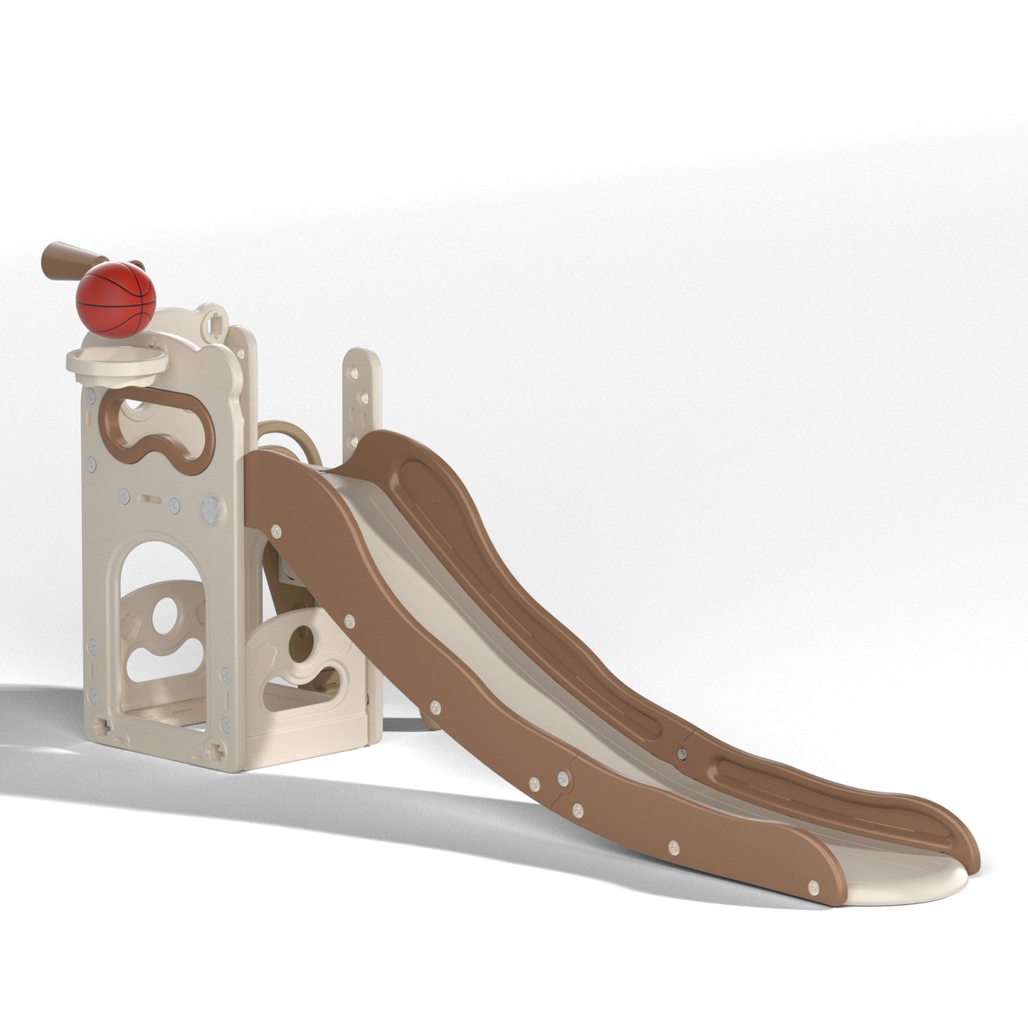 Kids 5-in-1 Slide and Climber Playset with Basketball Hoop and Telescope