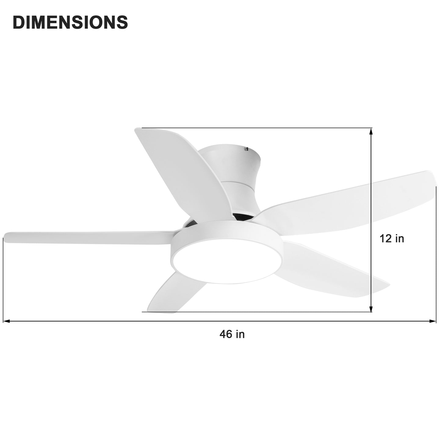 46 Inch LED Ceiling Fan with White Finish