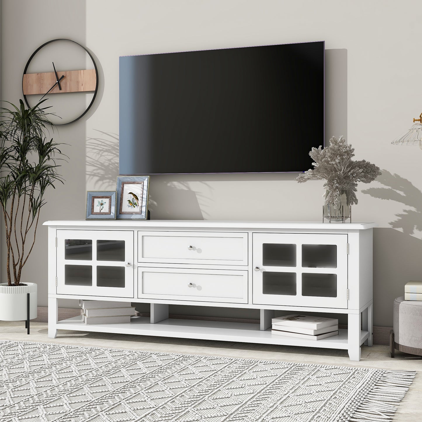 Elegant 60-Inch TV Stand with Versatile Storage Options and Contemporary Style