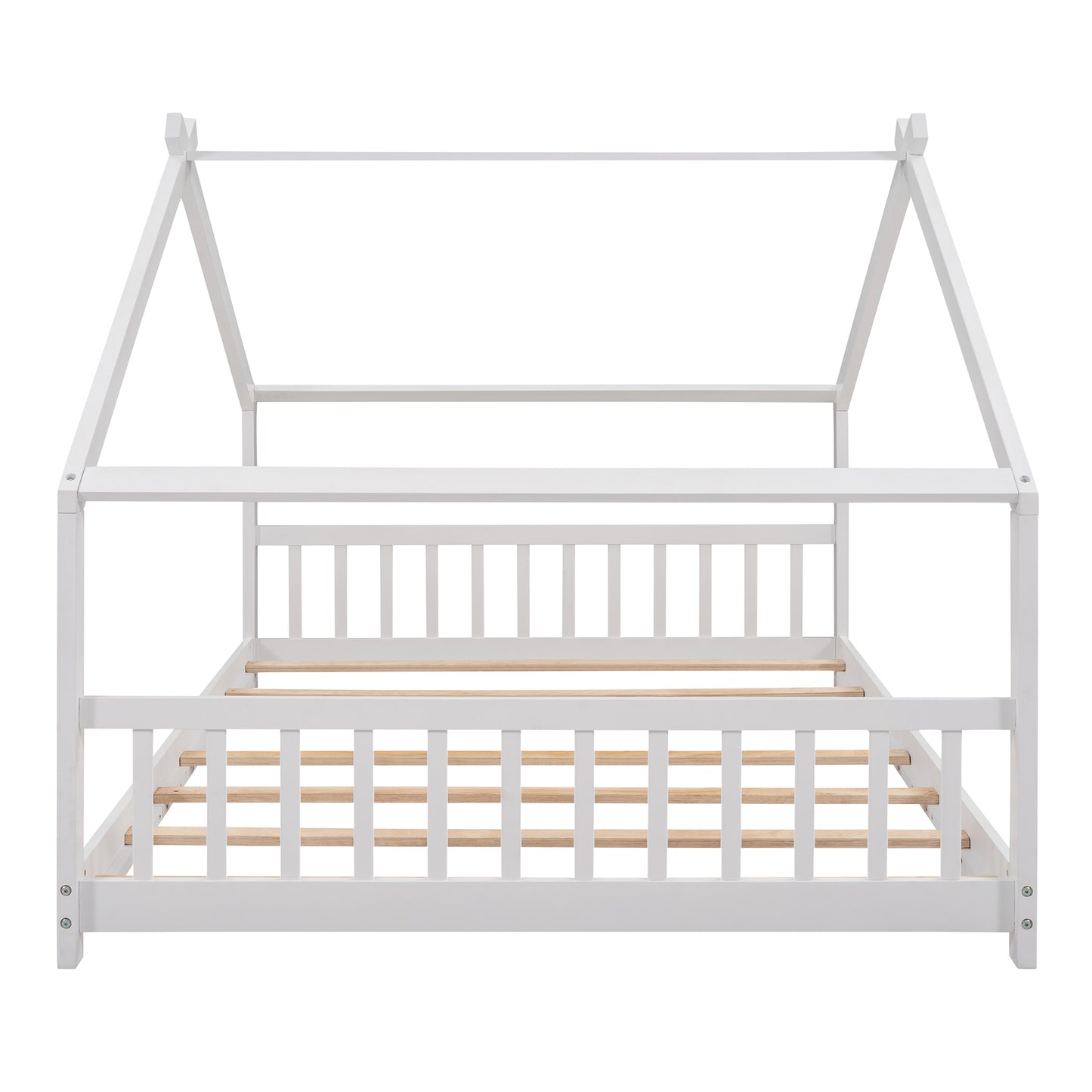 Full Size House Bed Wood Bed, White