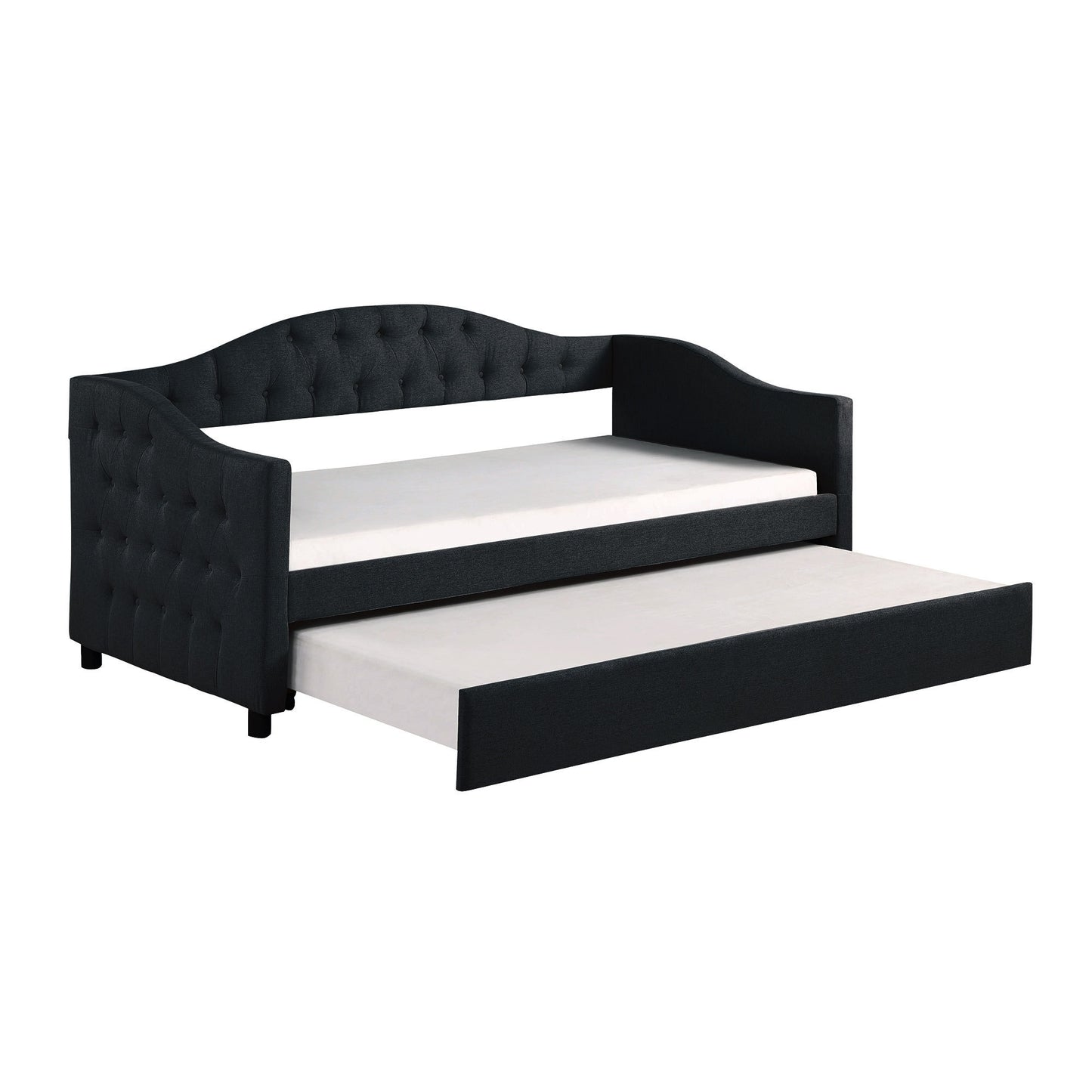 Upholstered Twin Size Daybed with Trundle, Dark Gray