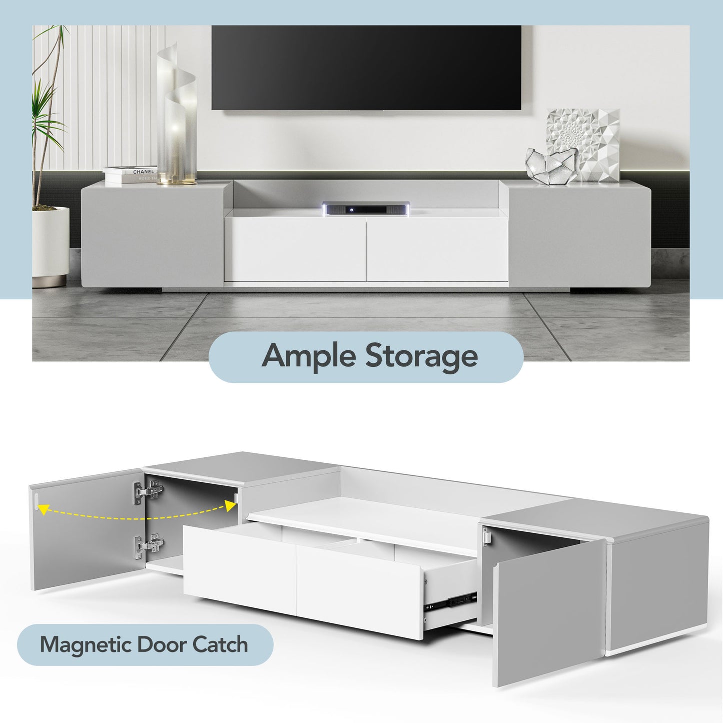 Contemporary TV Console with Spacious Storage and Sleek Design