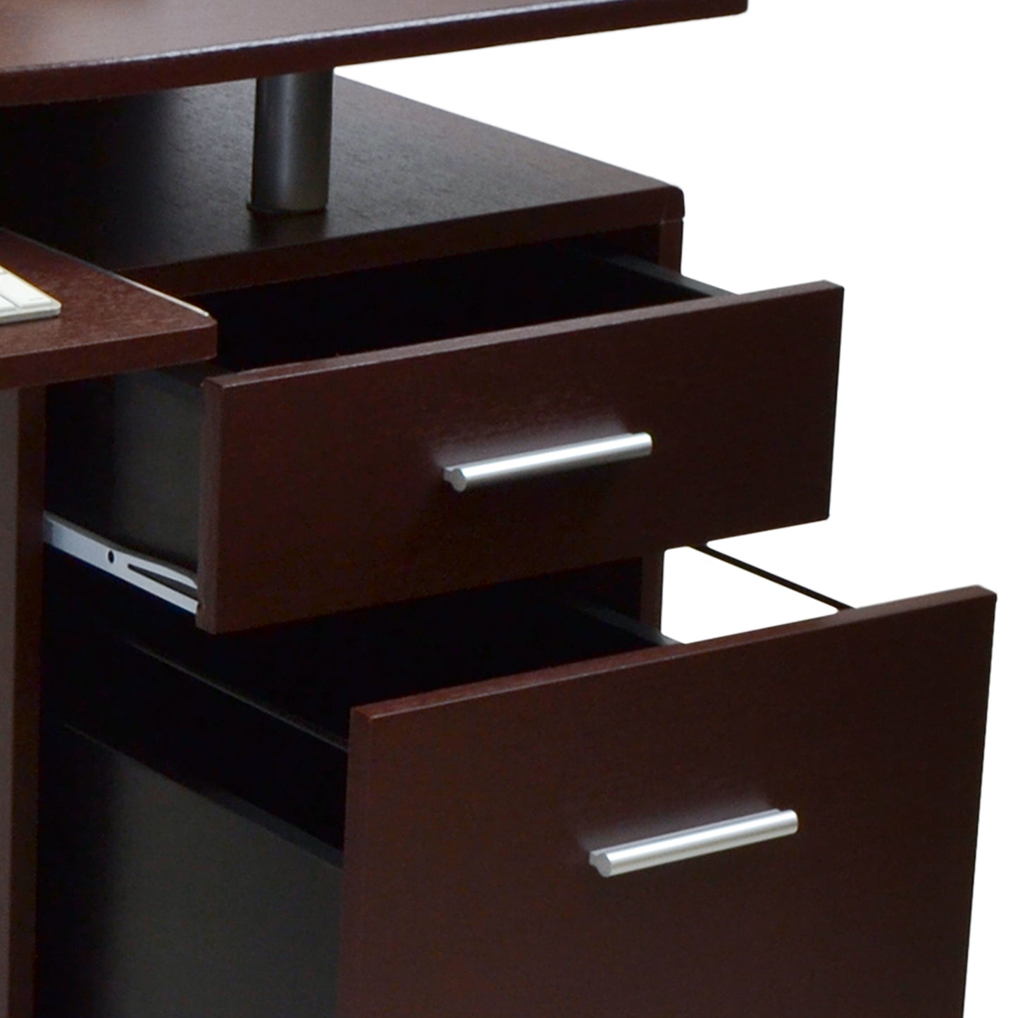 Sophisticated Chocolate Computer Desk with Enhanced Storage Options