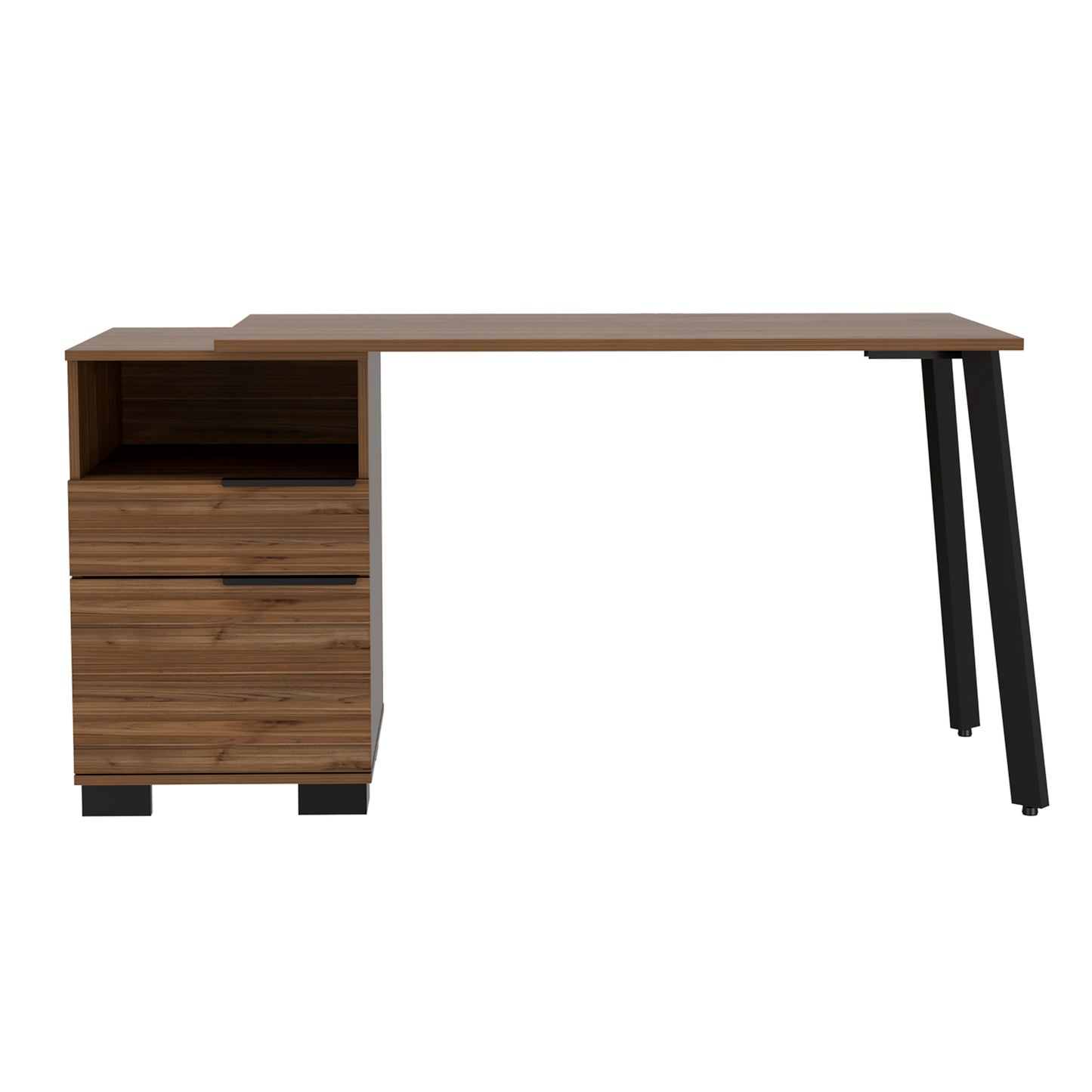 Andover Office Desk with Mahogany Finish and Built-in Storage