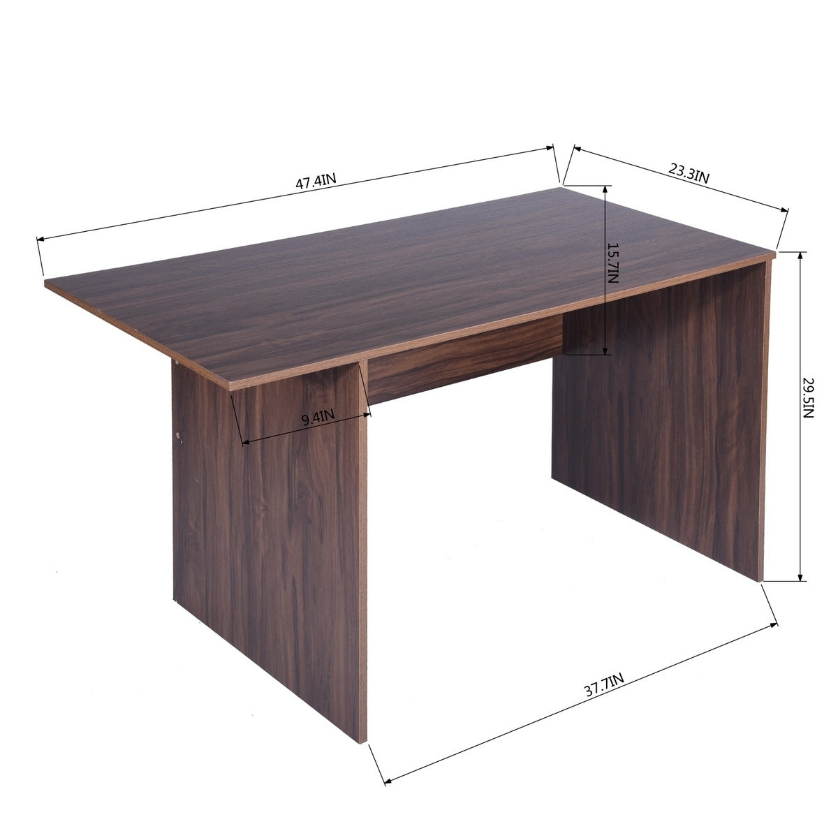 47.4 Rustic Brown Computer Desk with Movable Bookshelf