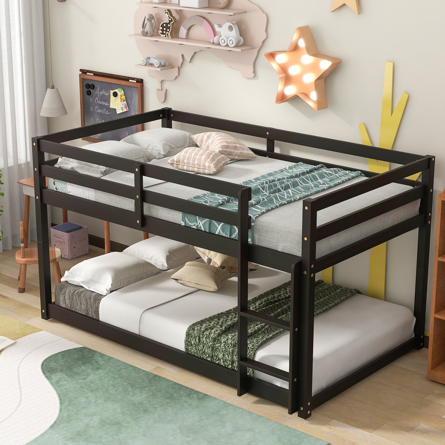 Spacious Espresso Twin Bunk Bed