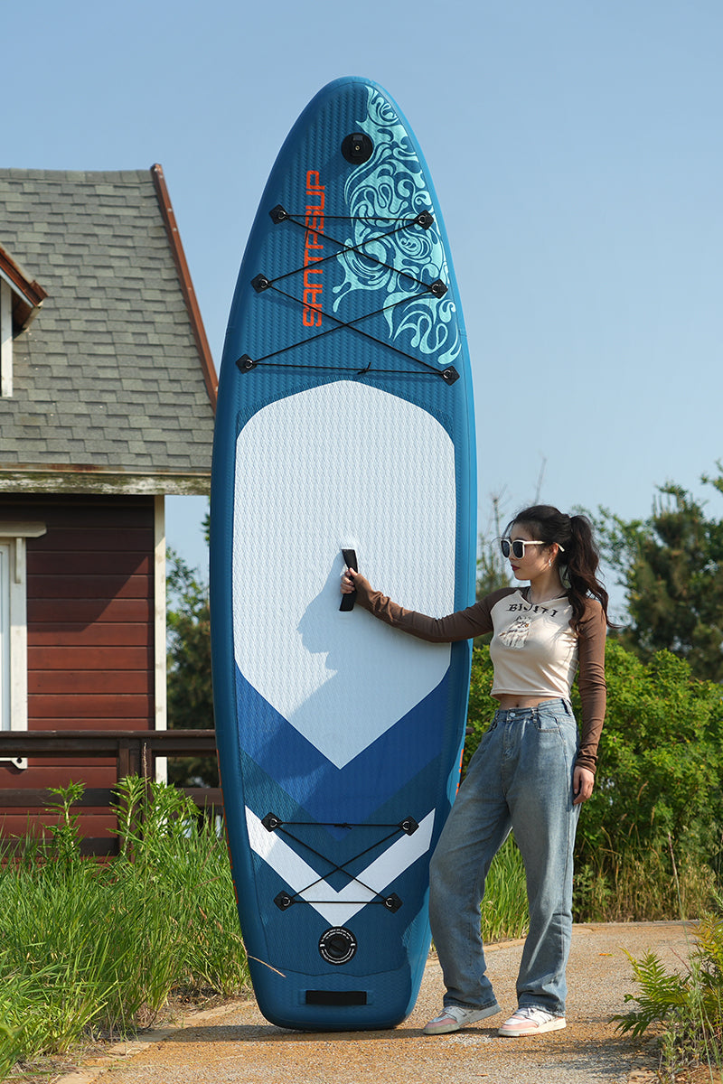 Inflatable Stand Up Paddle Board 9.9'x33"x5" With Premium SUP Accessories & Backpack, Wide Stance, Bottom Fin for Paddling, Paddle, Leash, Surf Control, Non-Slip Deck for Youth & Adult