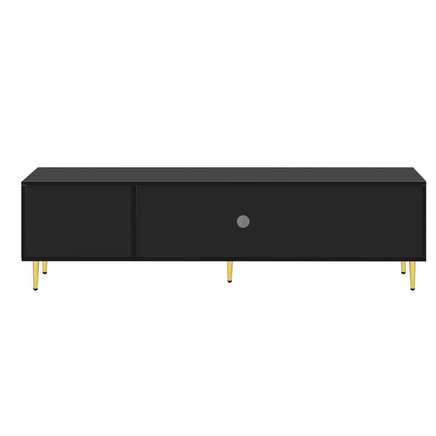 Elegant TV Console with Golden Accents for 80'' TV, Modern Media Stand with Storage Cabinet and Cable Management