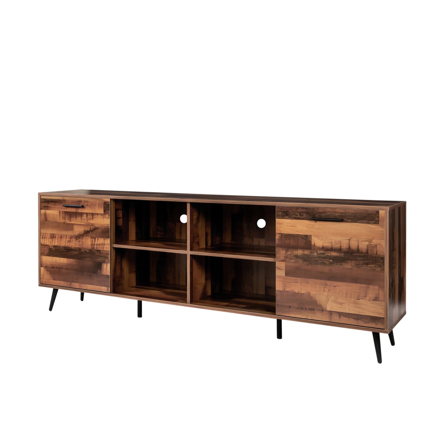 Stylish Adjustable Mid-Century TV Stand with Wood Storage Console