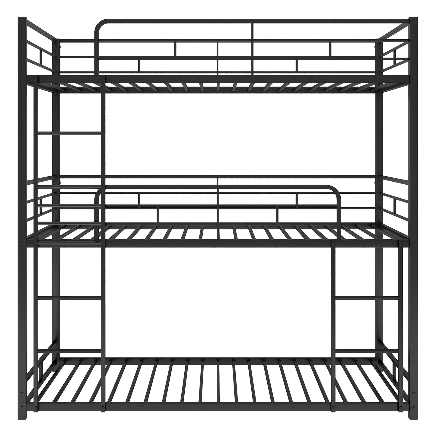 Sleek Black Metal Triple Bunk Bed with Twin Size