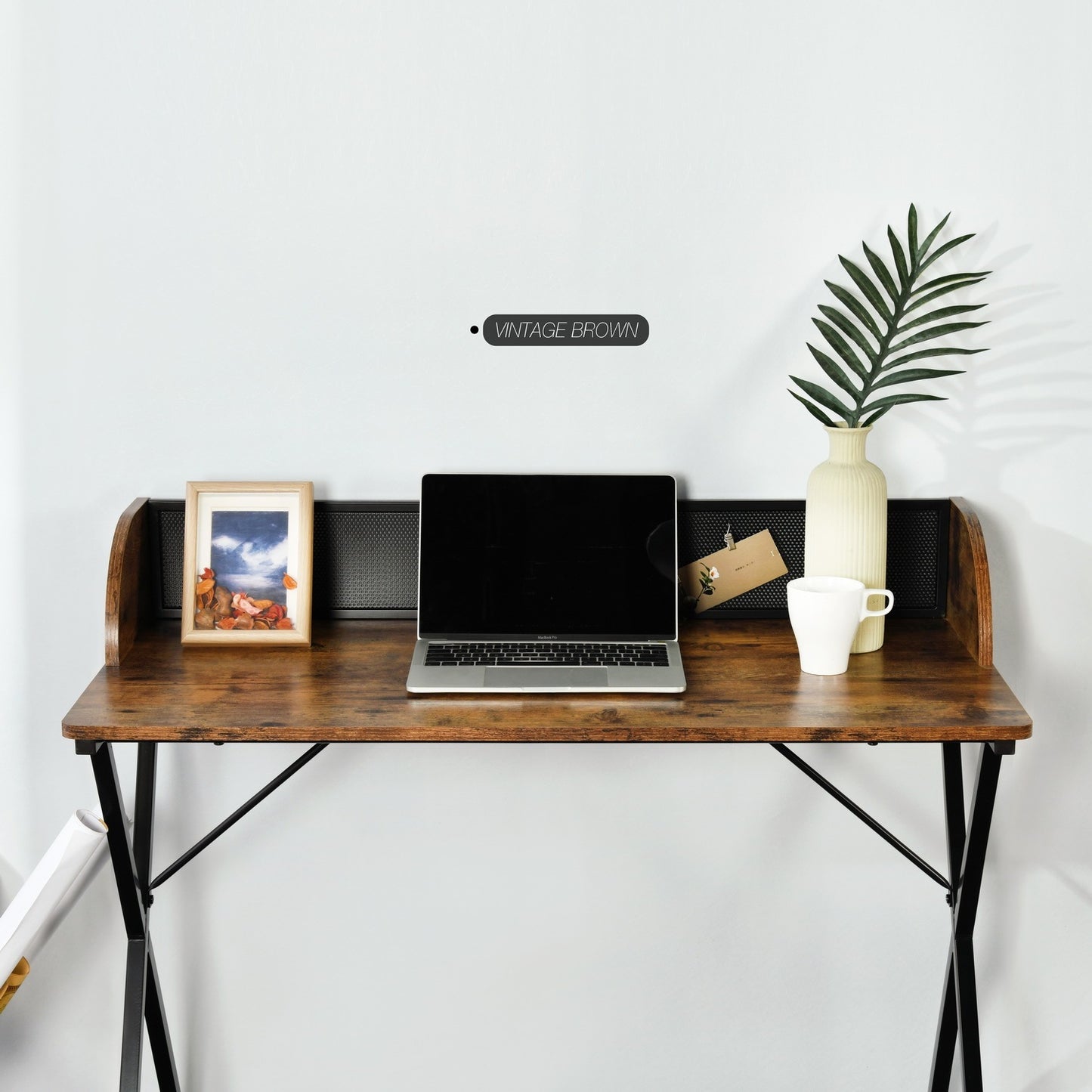 Rectangular Black Computer Desk with Sturdy Metal Legs