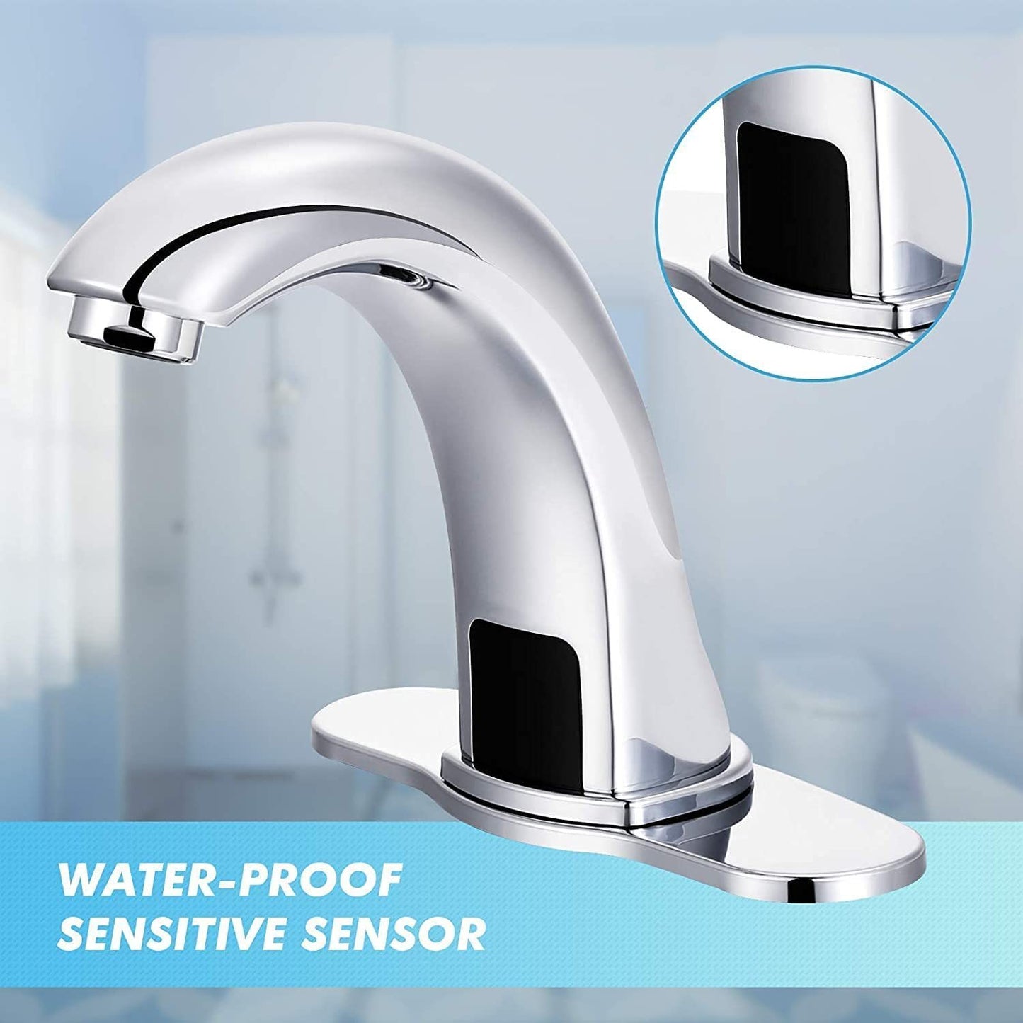 Touchless Chrome Bathroom Sink Faucet with Temperature Control