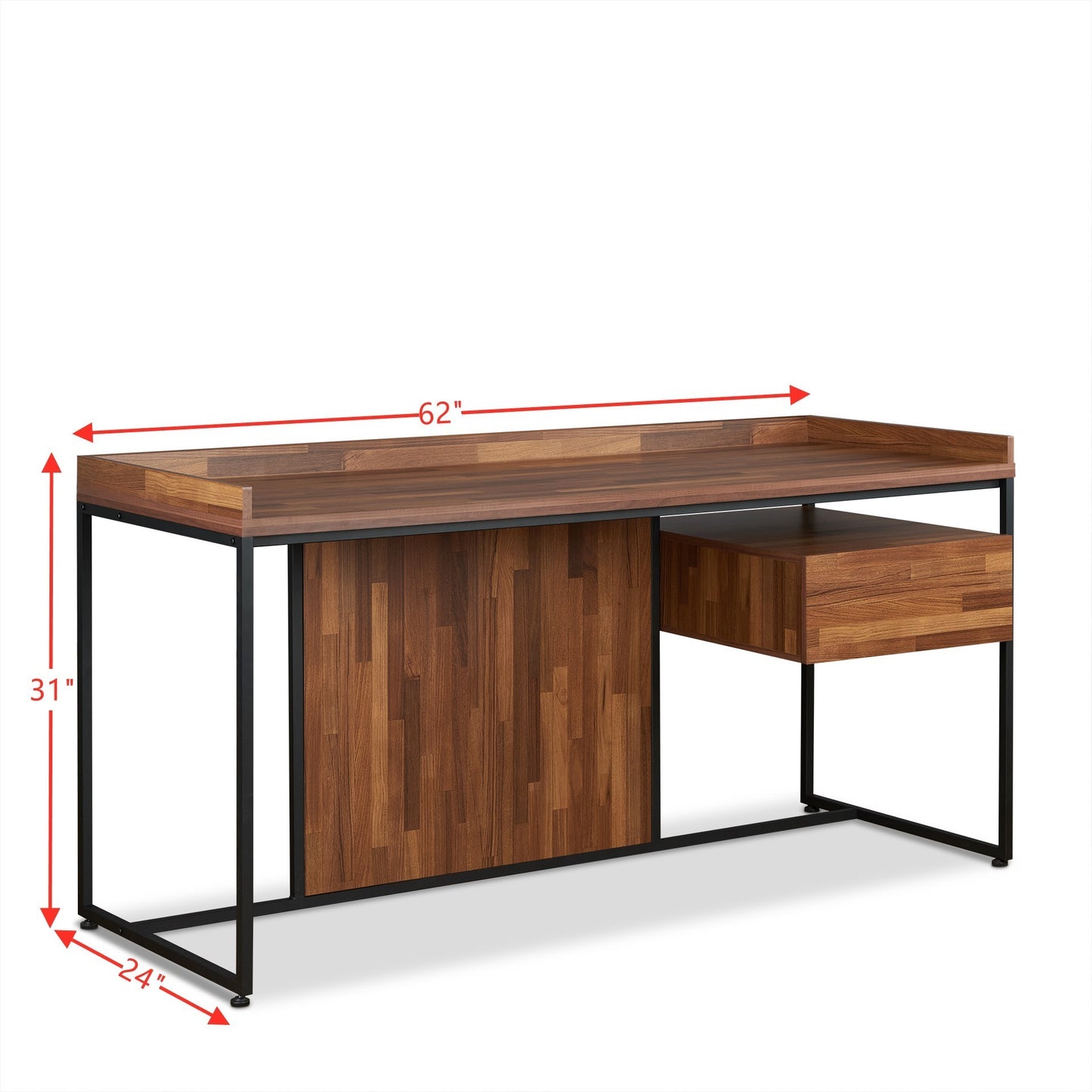 Sara Office Desk in Walnut and Black Sand