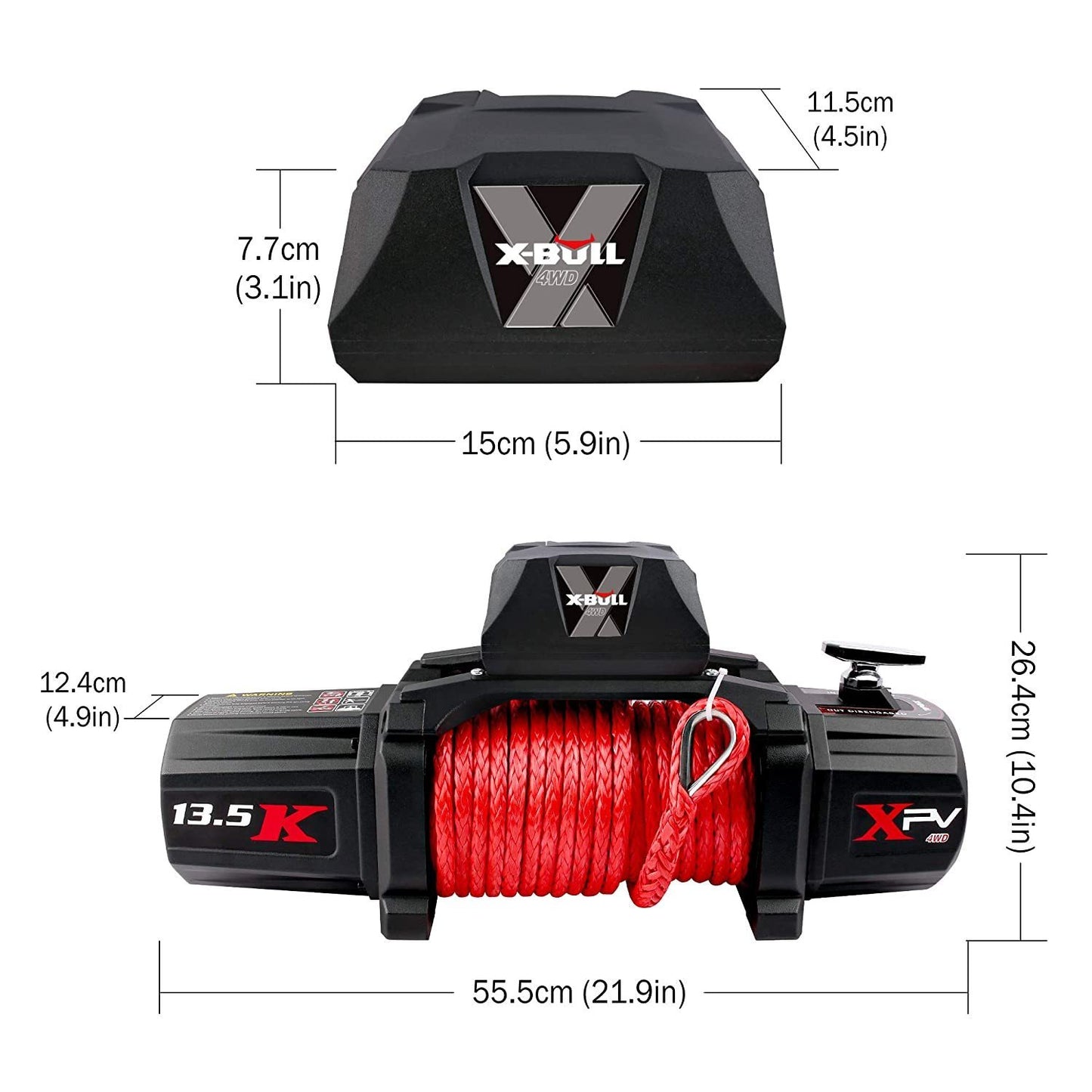 X-BULL 13500 LBS 12V Electric Winch with Synthetic Rope - Offroad and Life-Loving Enthusiast's Choice